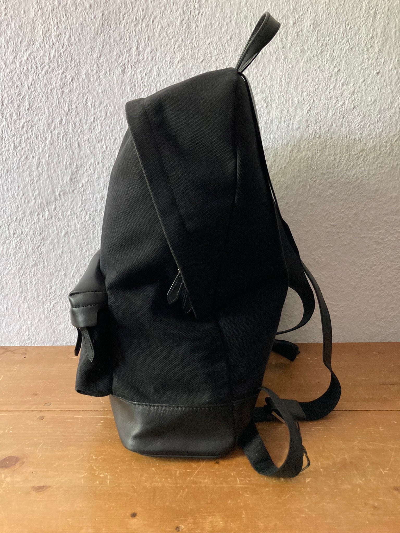 Leather Appliquéd Canvas Backpack