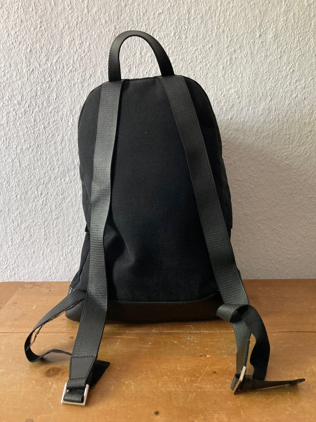Leather Appliquéd Canvas Backpack