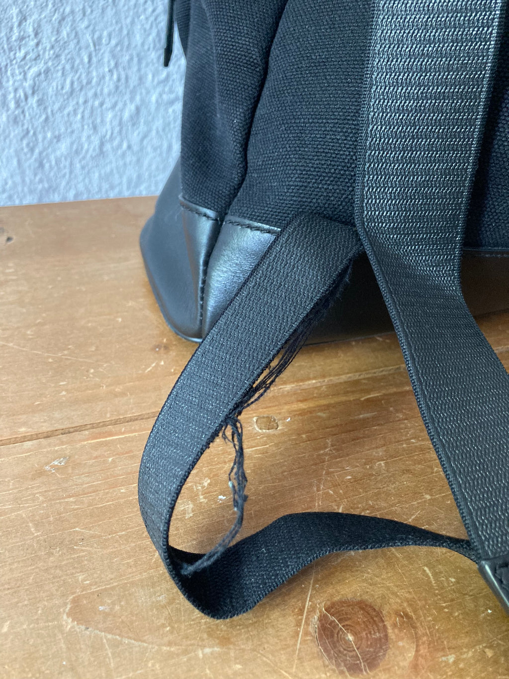 Leather Appliquéd Canvas Backpack