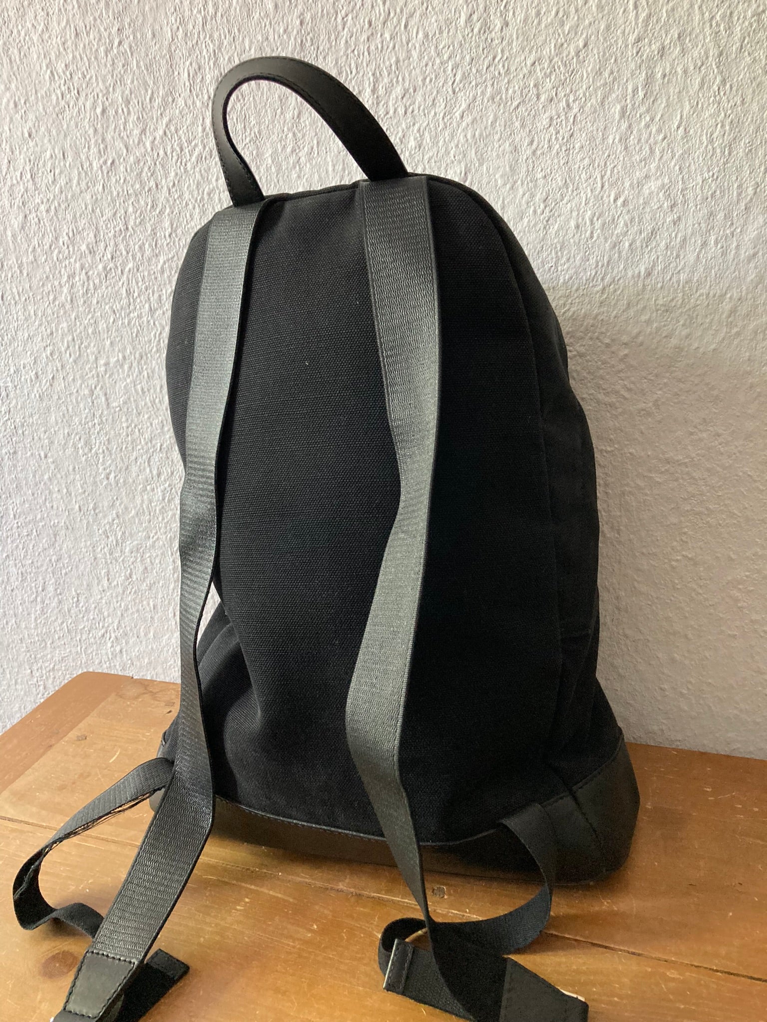 Leather Appliquéd Canvas Backpack