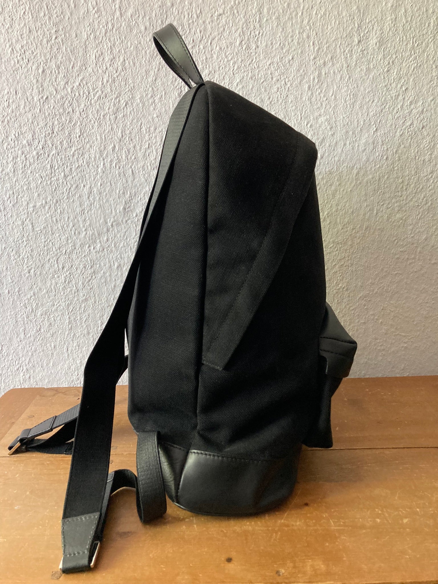 Leather Appliquéd Canvas Backpack
