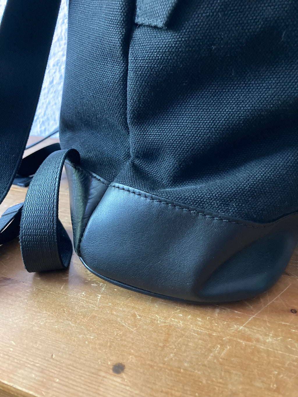 Leather Appliquéd Canvas Backpack