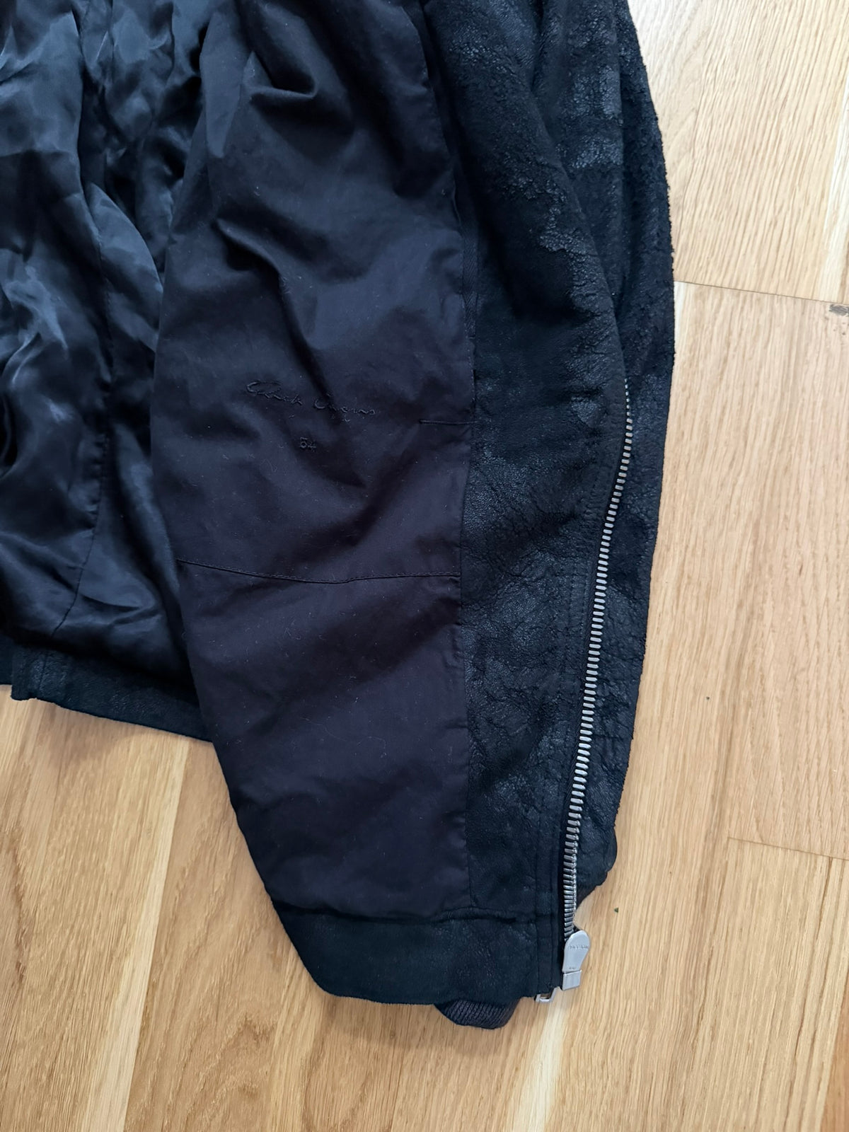 Blistered Lamb Leather Scuba Jacket Rick Owens IT54/L