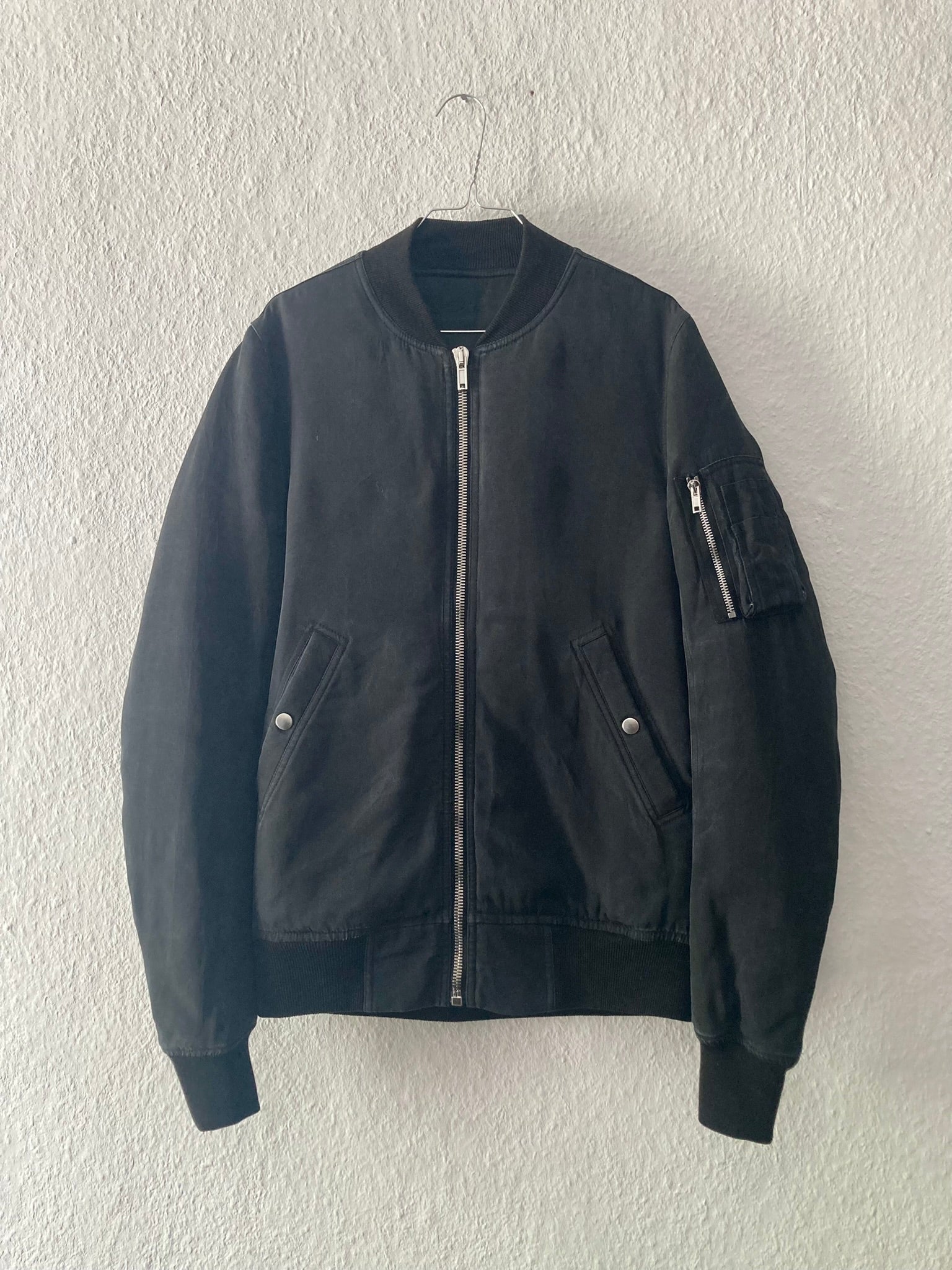 F/W 16 "MASTODON" Silk Goose Down-Filled MA-1 Bomber Jacket in Black