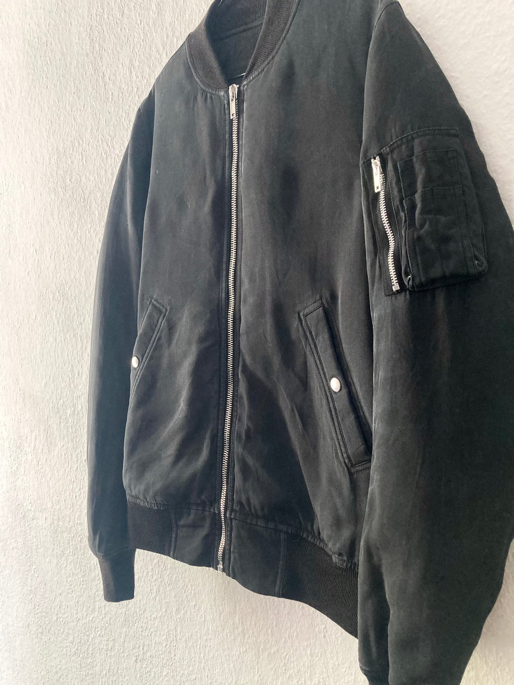 F/W 16 "MASTODON" Silk Goose Down-Filled MA-1 Bomber Jacket in Black