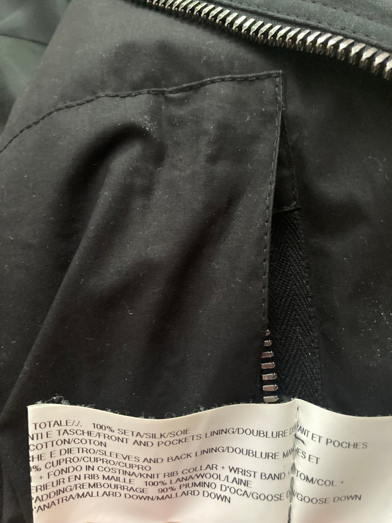 F/W 16 "MASTODON" Silk Goose Down-Filled MA-1 Bomber Jacket in Black