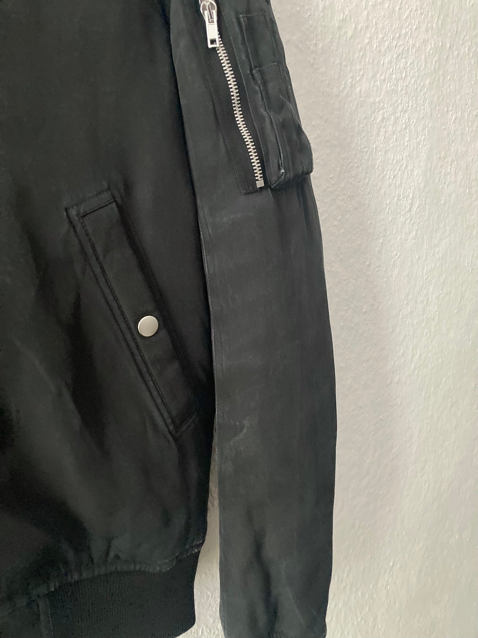 F/W 16 "MASTODON" Silk Goose Down-Filled MA-1 Bomber Jacket in Black