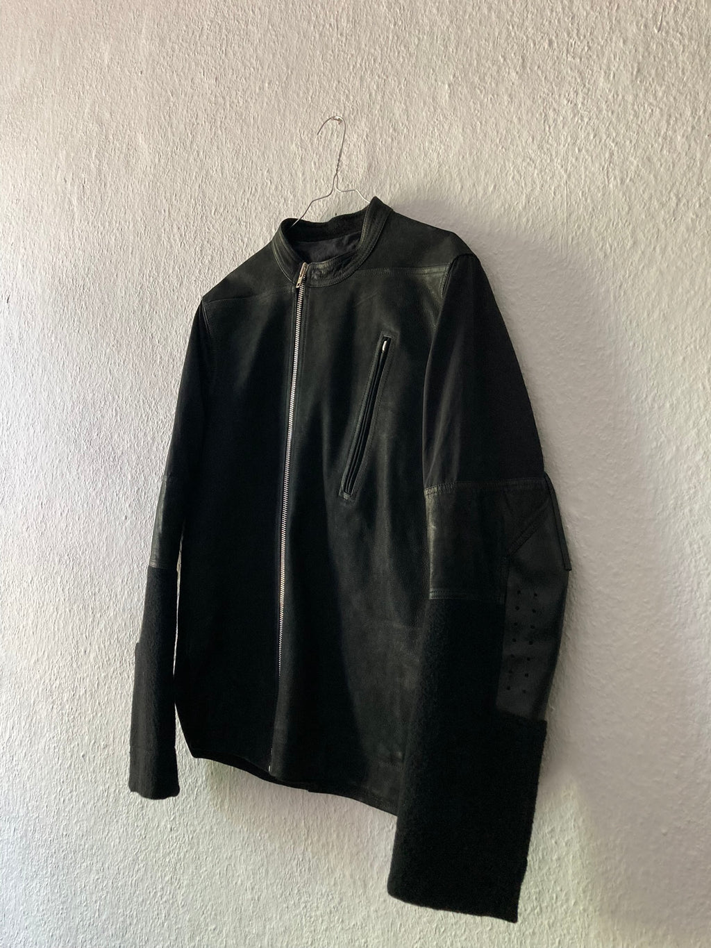 F/W 14 "MOODY" Runway Cashmere & Down-Filled Fencing Leather Jacket in Black Size 52/L