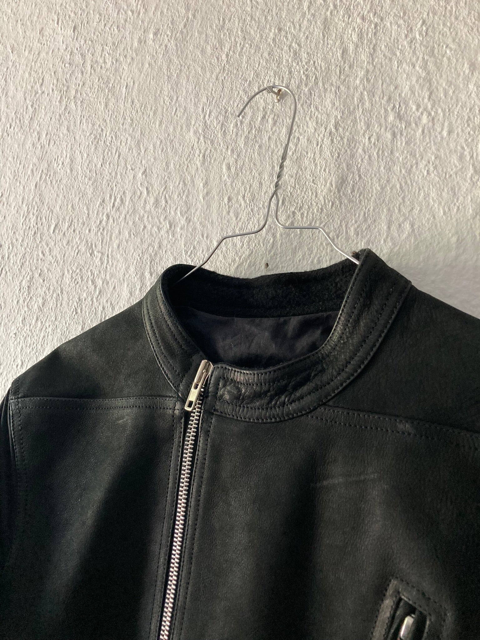 F/W 14 "MOODY" Runway Cashmere & Down-Filled Fencing Leather Jacket in Black Size 52/L