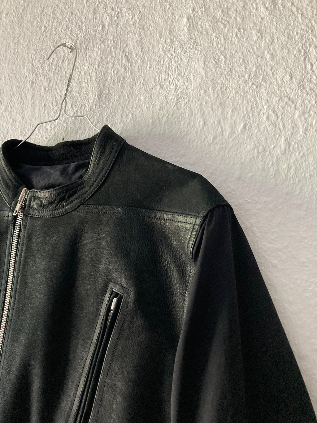 F/W 14 "MOODY" Runway Cashmere & Down-Filled Fencing Leather Jacket in Black Size 52/L