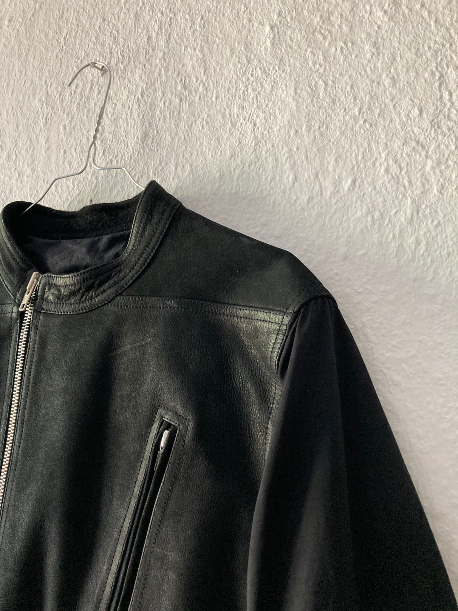 F/W 14 "MOODY" Runway Cashmere & Down-Filled Fencing Leather Jacket in Black Size 52/L