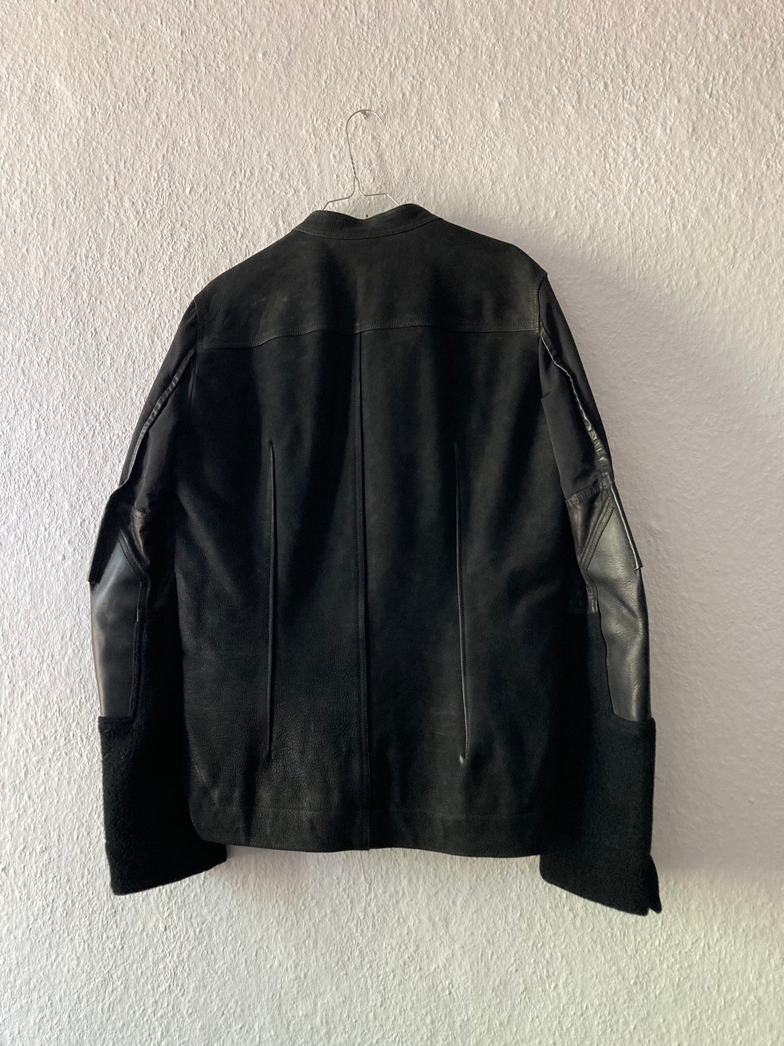 F/W 14 "MOODY" Runway Cashmere & Down-Filled Fencing Leather Jacket in Black Size 52/L