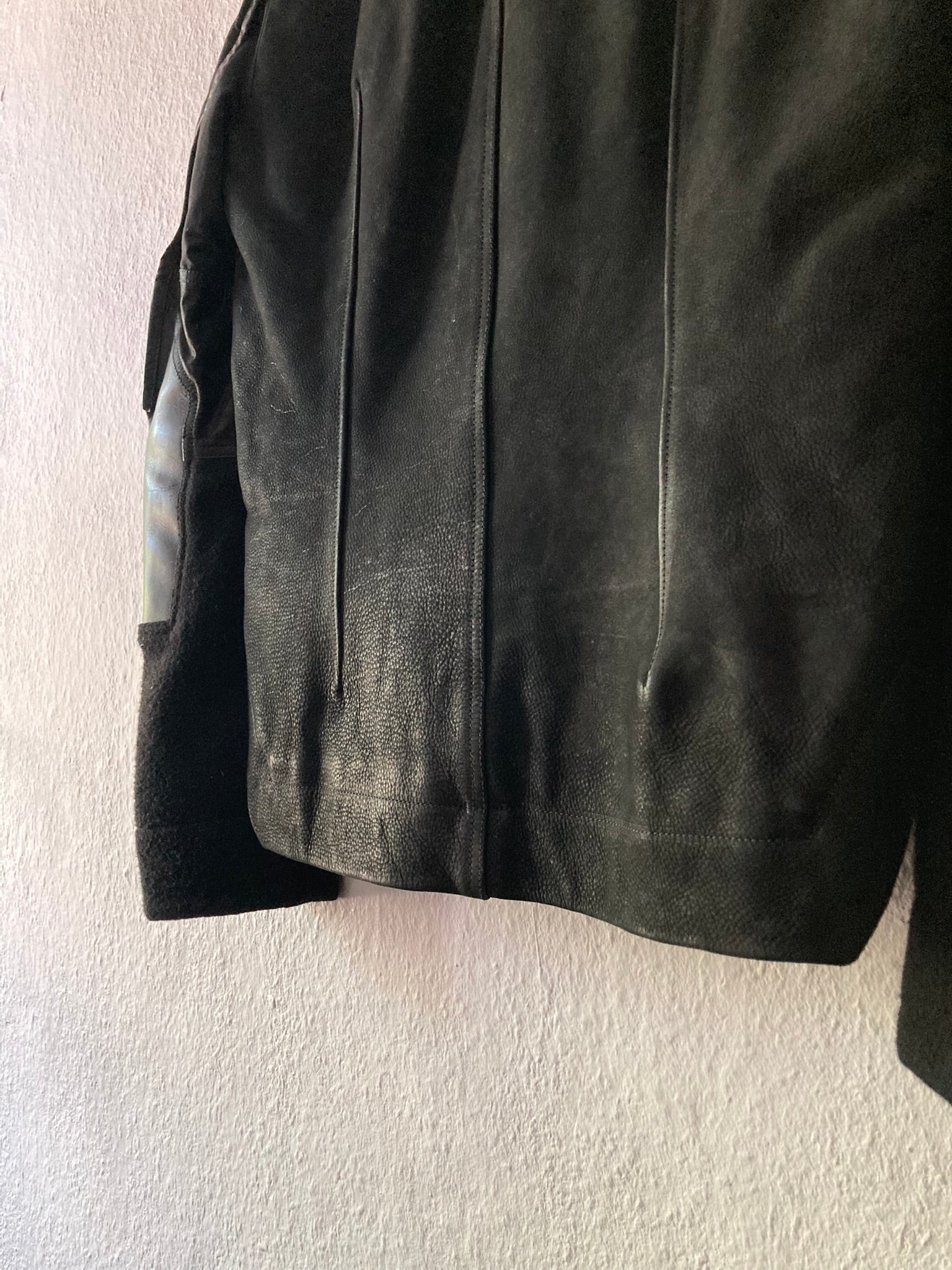 F/W 14 "MOODY" Runway Cashmere & Down-Filled Fencing Leather Jacket in Black Size 52/L