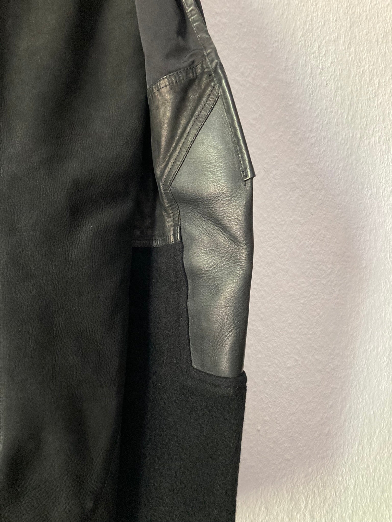 F/W 14 "MOODY" Runway Cashmere & Down-Filled Fencing Leather Jacket in Black Size 52/L