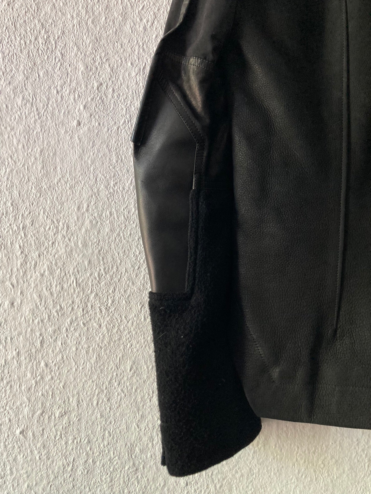 F/W 14 "MOODY" Runway Cashmere & Down-Filled Fencing Leather Jacket in Black Size 52/L