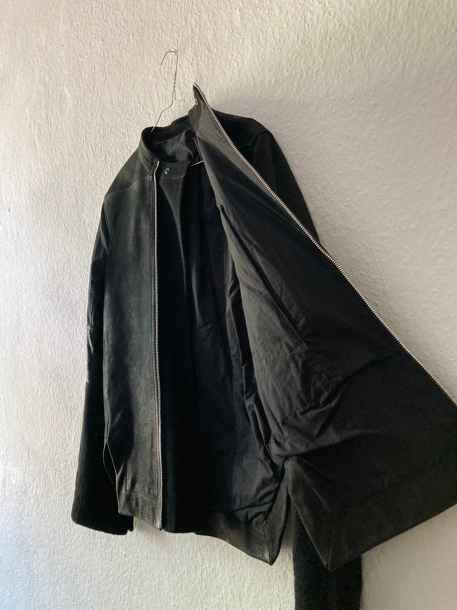 F/W 14 "MOODY" Runway Cashmere & Down-Filled Fencing Leather Jacket in Black Size 52/L