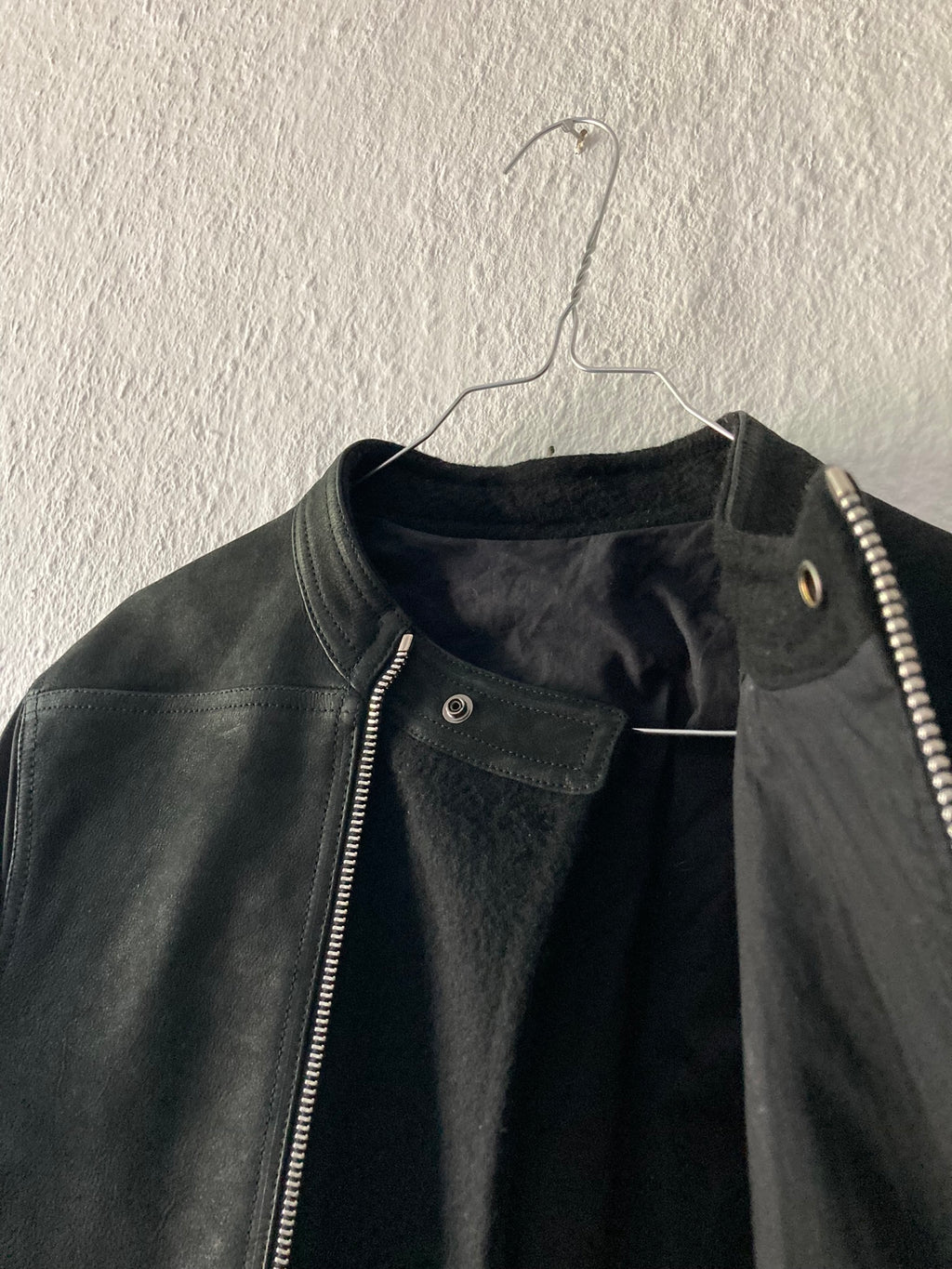 F/W 14 "MOODY" Runway Cashmere & Down-Filled Fencing Leather Jacket in Black Size 52/L