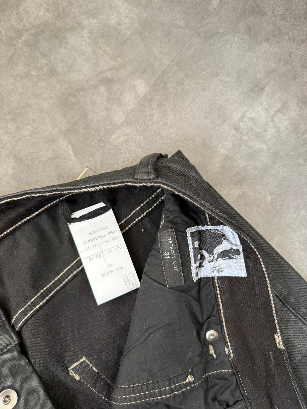 F/W 24 “PORTERVILLE” Waxed SBW Sample Detroit Cut Jeans Rick Owens US31