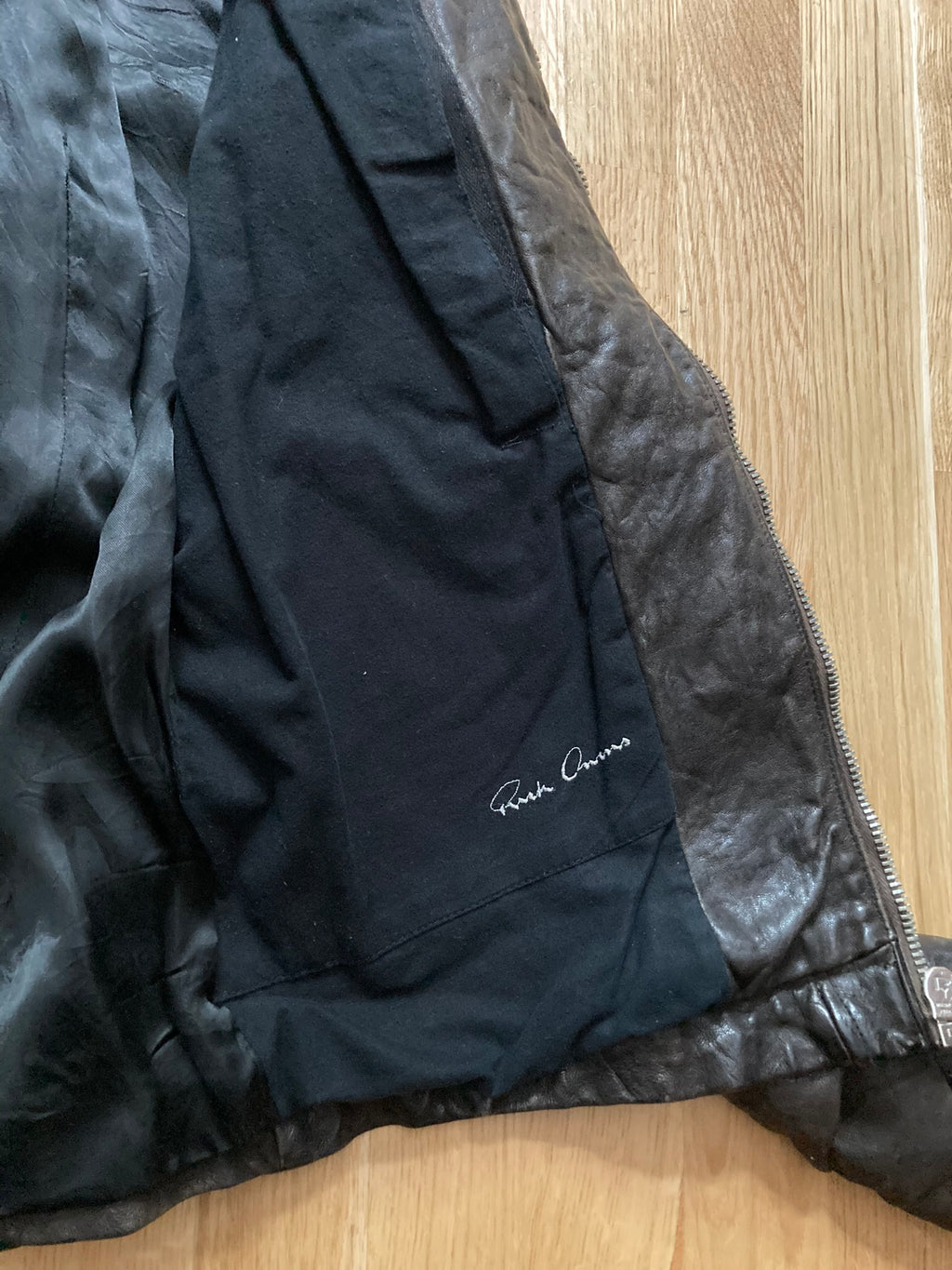 F/W 08 "STAG" Hammered Lamb Leather High-Neck Intarsia Jacket w. Fleece Collar