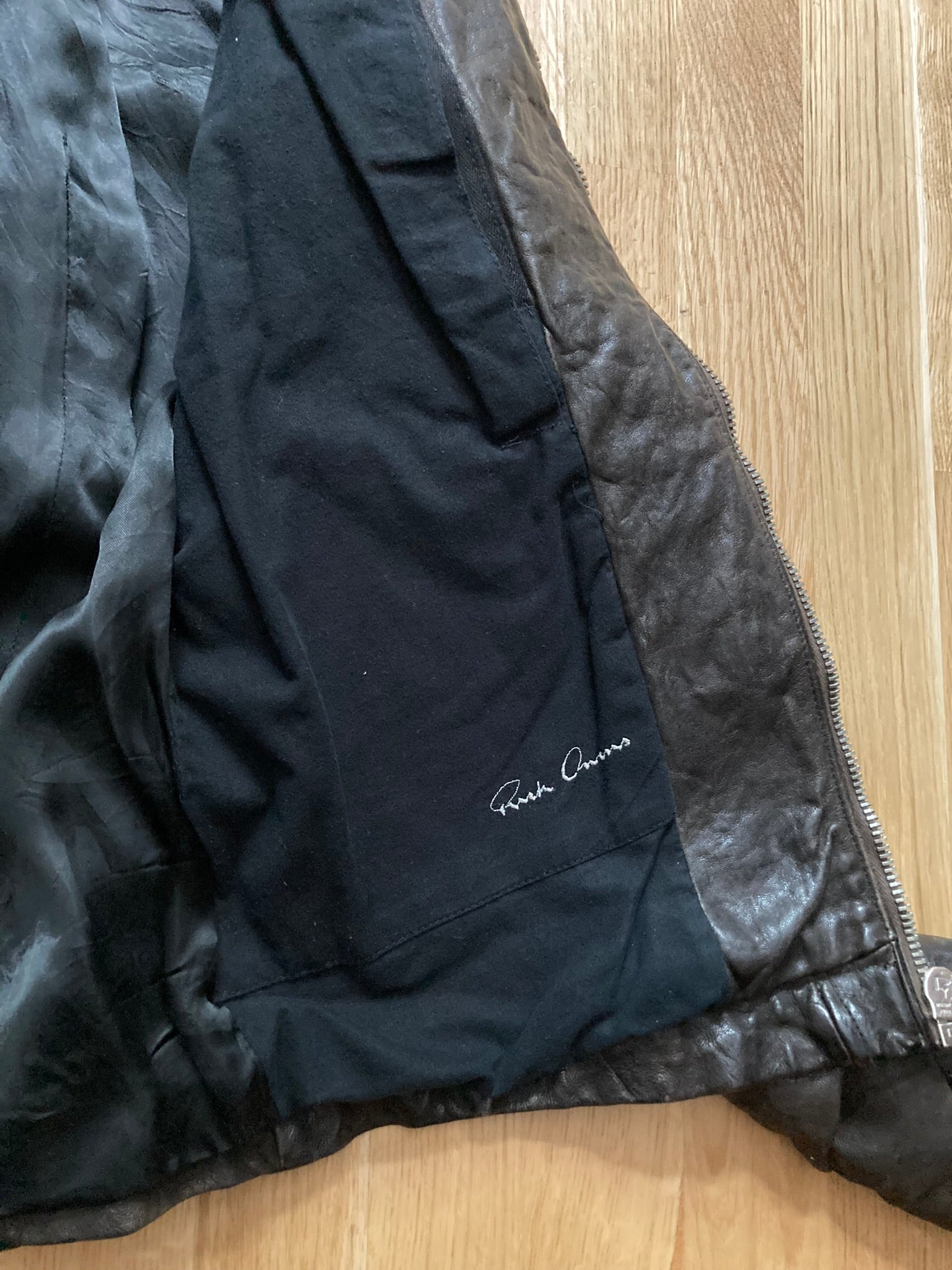 F/W 08 "STAG" Hammered Lamb Leather High-Neck Intarsia Jacket w. Fleece Collar