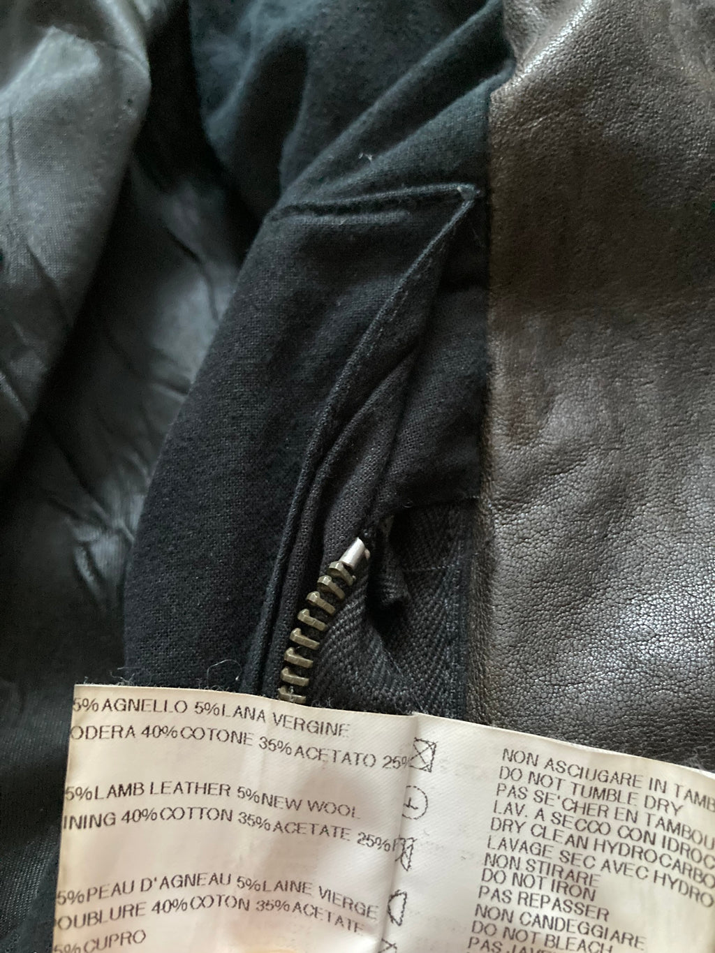 F/W 08 "STAG" Hammered Lamb Leather High-Neck Intarsia Jacket w. Fleece Collar