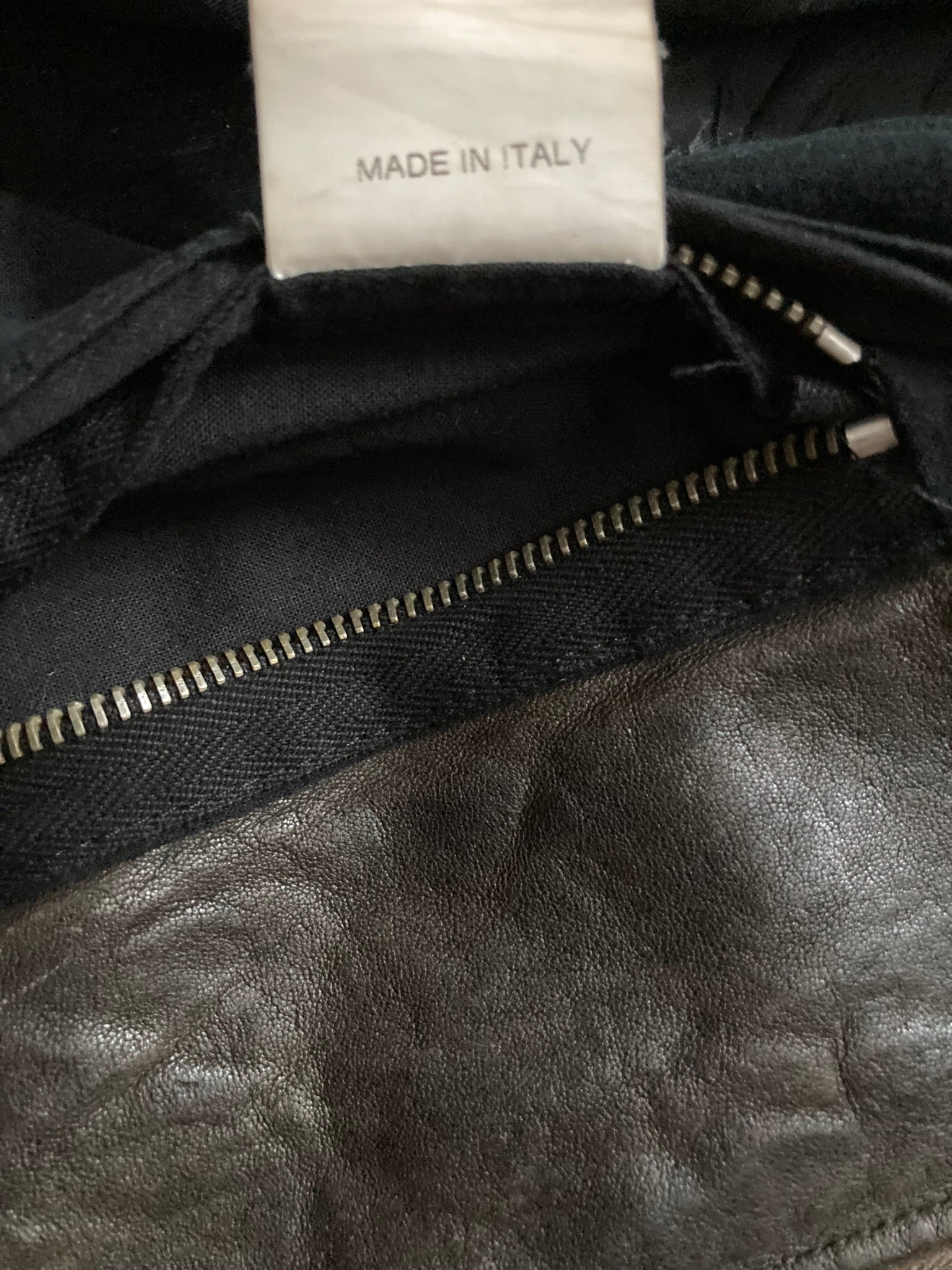 F/W 08 "STAG" Hammered Lamb Leather High-Neck Intarsia Jacket w. Fleece Collar