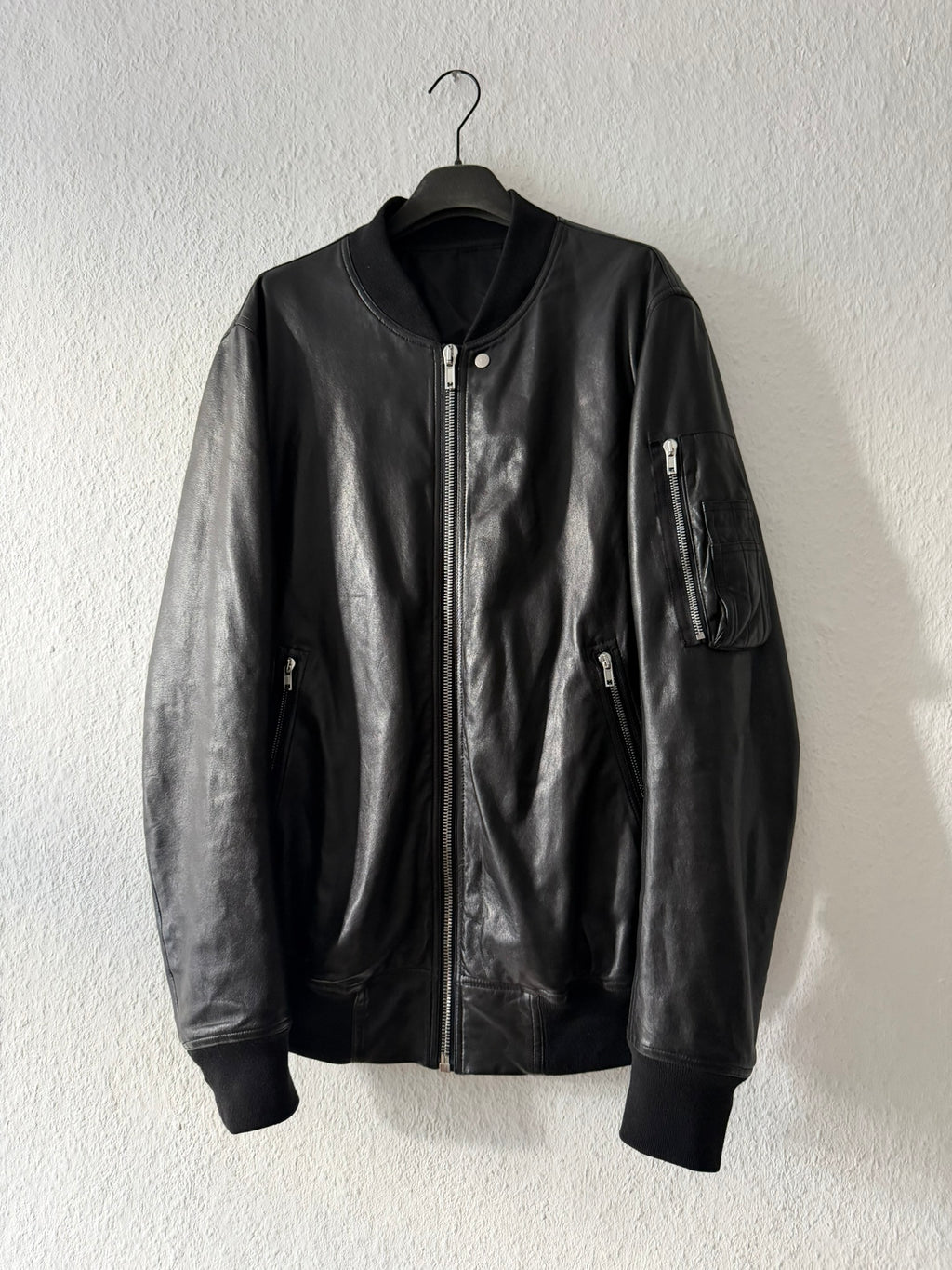 S/S 25 "HOLLYWOOD" Lamb Leather Flight Bomber Jacket Rick Owens IT50/M