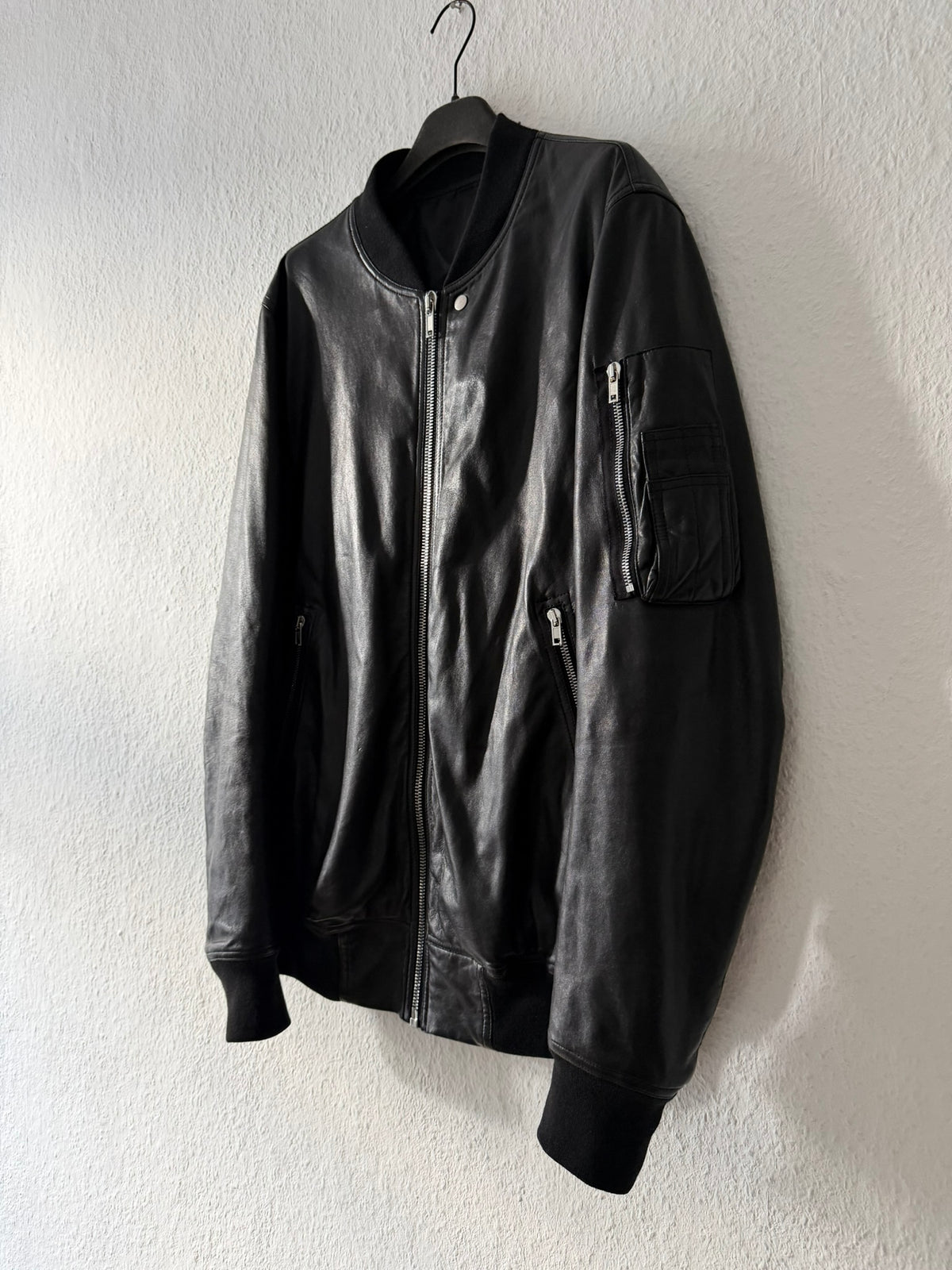 S/S 25 "HOLLYWOOD" Lamb Leather Flight Bomber Jacket Rick Owens IT50/M