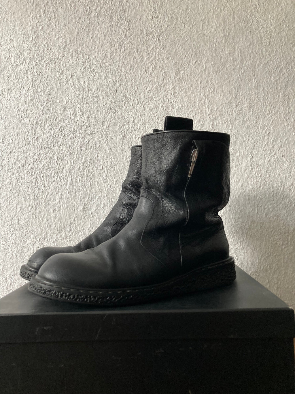 F/W 09 "CRUST" Blistered Lamb Leather Cargo Creeper Pull On Boots