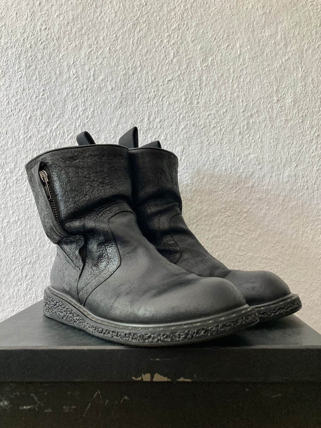 F/W 09 "CRUST" Blistered Lamb Leather Cargo Creeper Pull On Boots