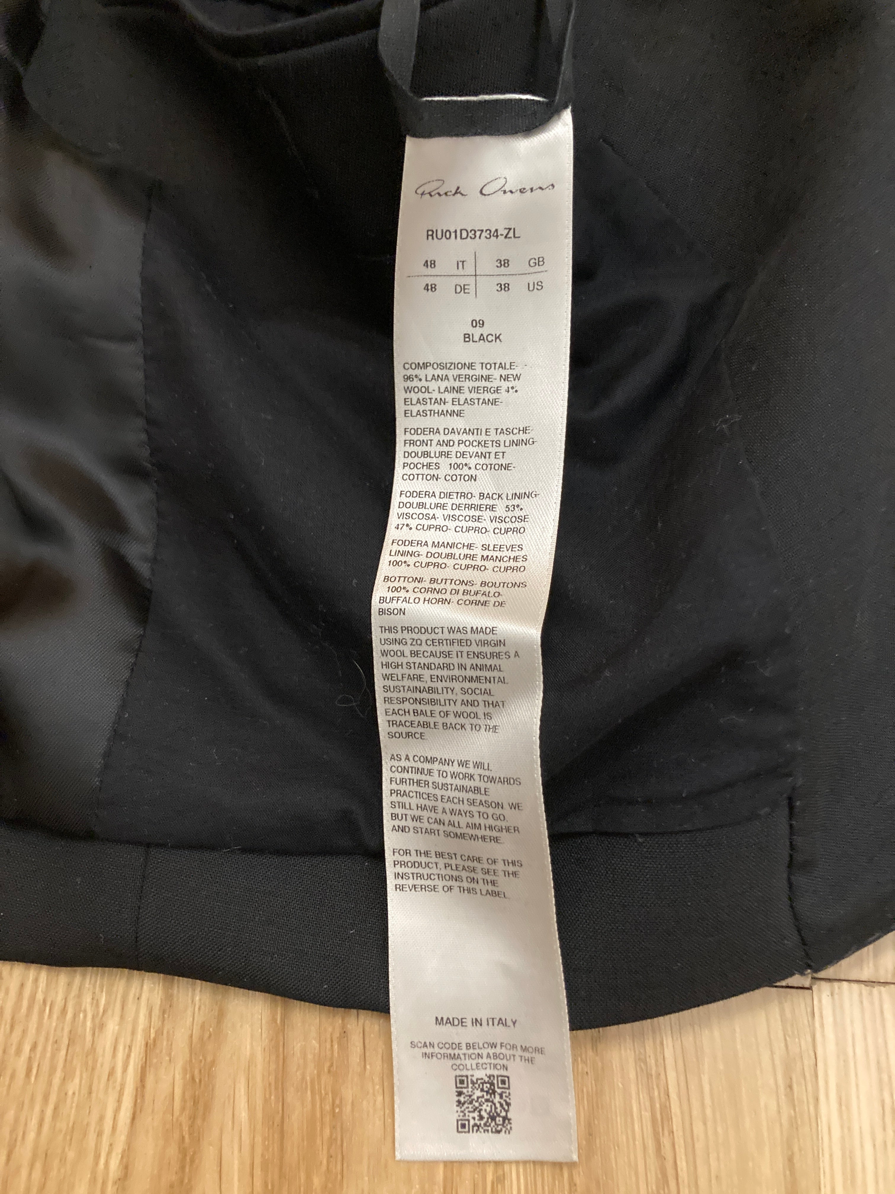 S/S 24 “LIDO” JMF Neue Alice Wool Blazer Rick Owens IT48