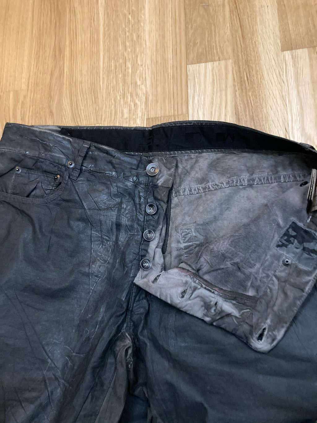 F/W 11 "LIMO" Waxed Mud Cloth Denim Jeans Rick Owens US32/M