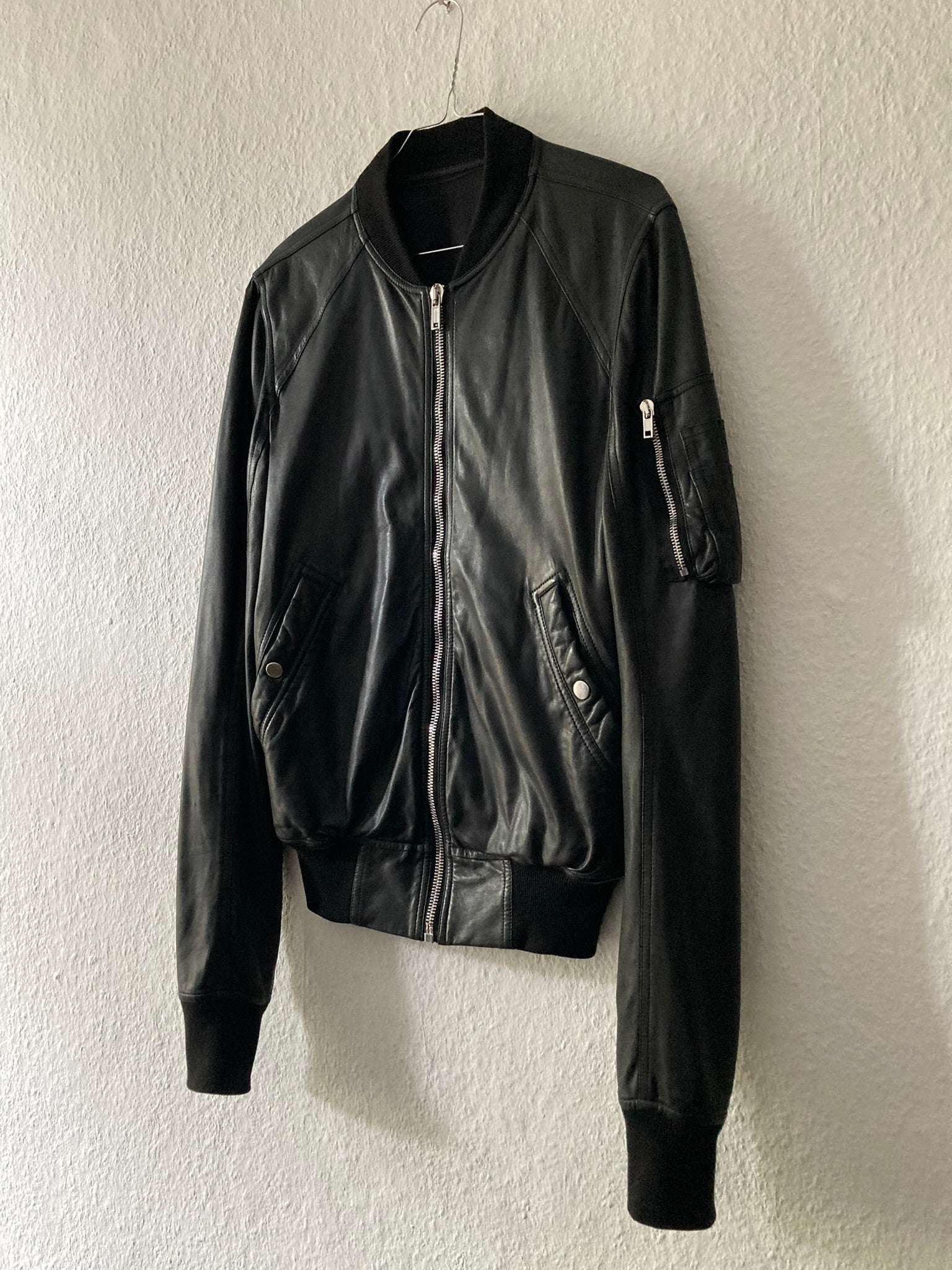 F/W 17 “GLITTER” Lamb Leather Bomber Jacket in Black