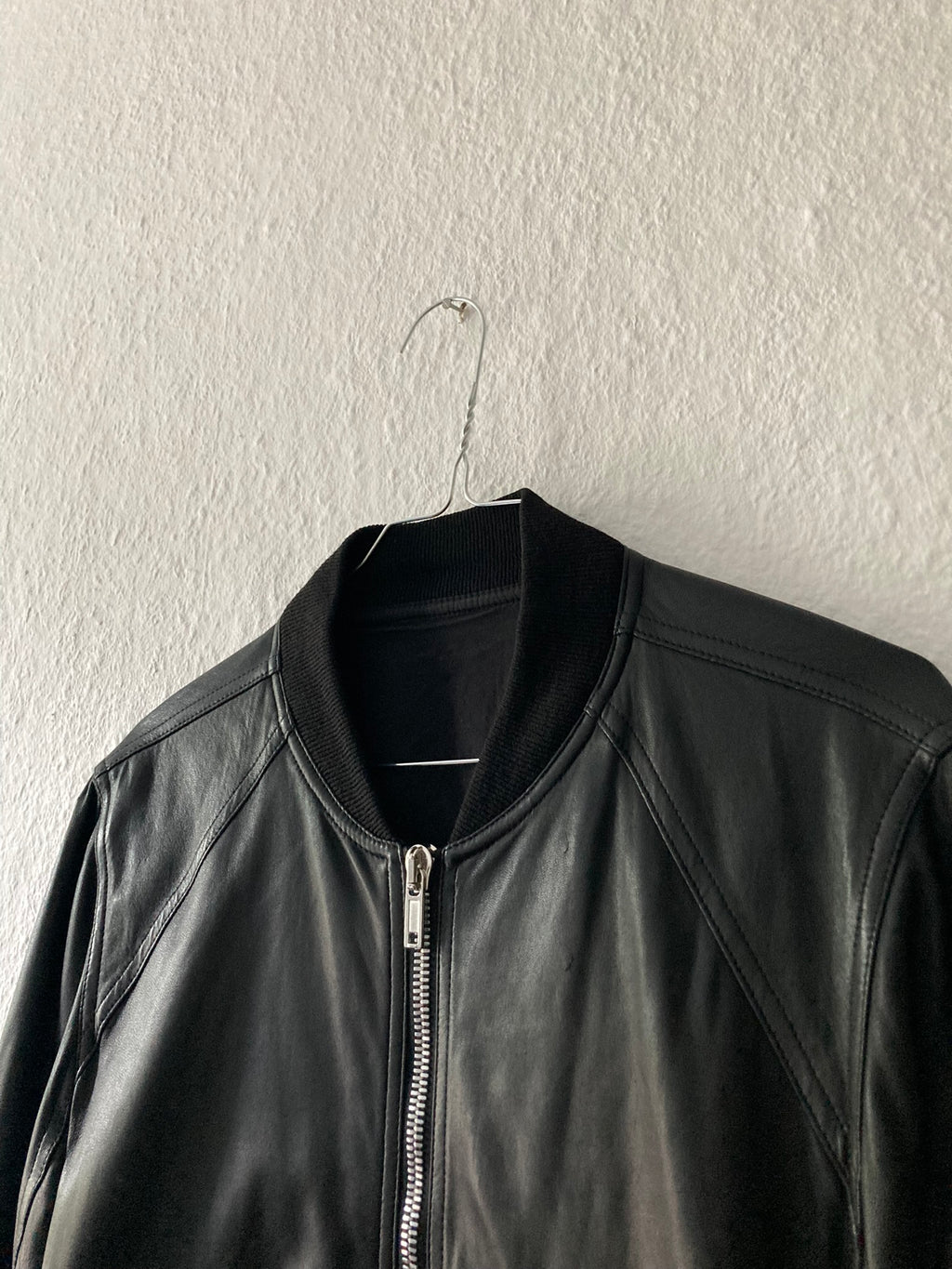 F/W 17 “GLITTER” Lamb Leather Bomber Jacket in Black