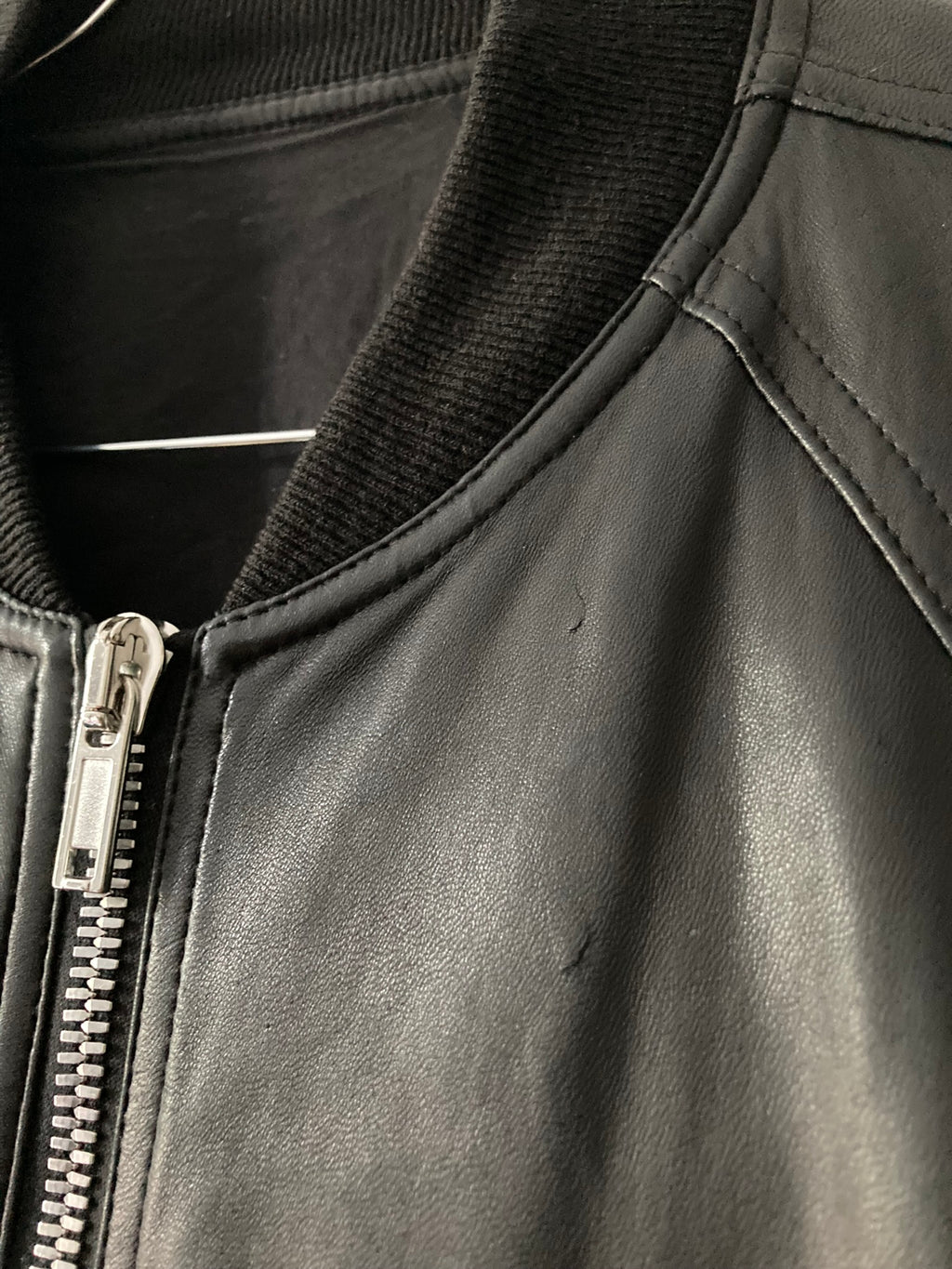 F/W 17 “GLITTER” Lamb Leather Bomber Jacket in Black