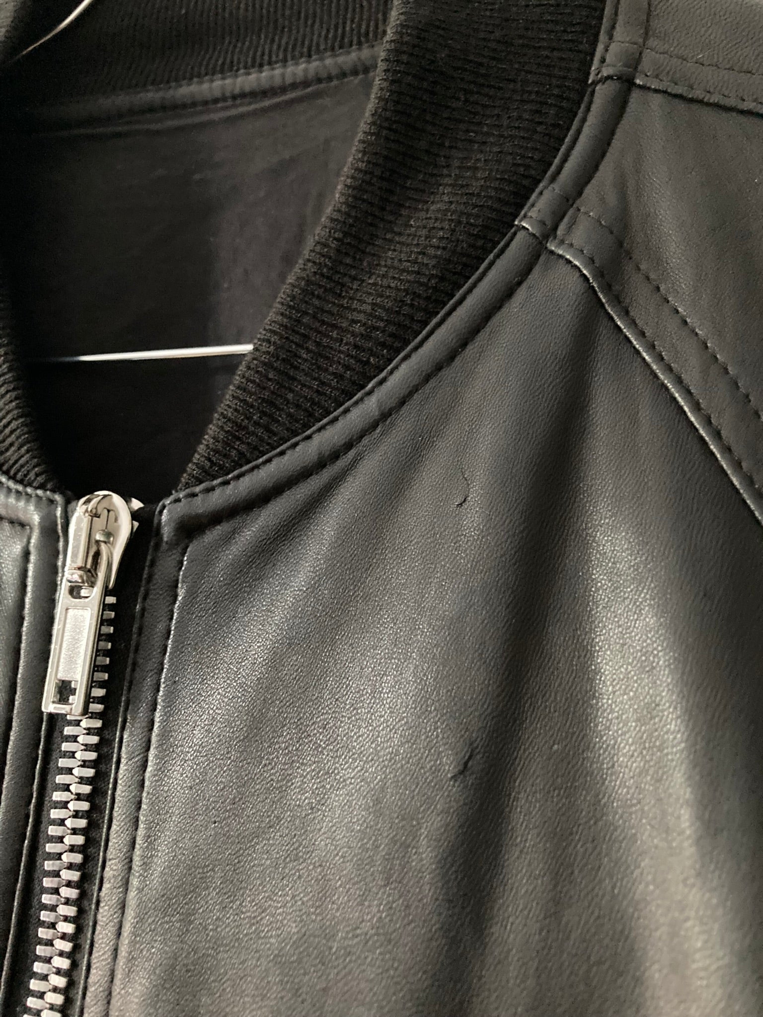 F/W 17 “GLITTER” Lamb Leather Bomber Jacket in Black