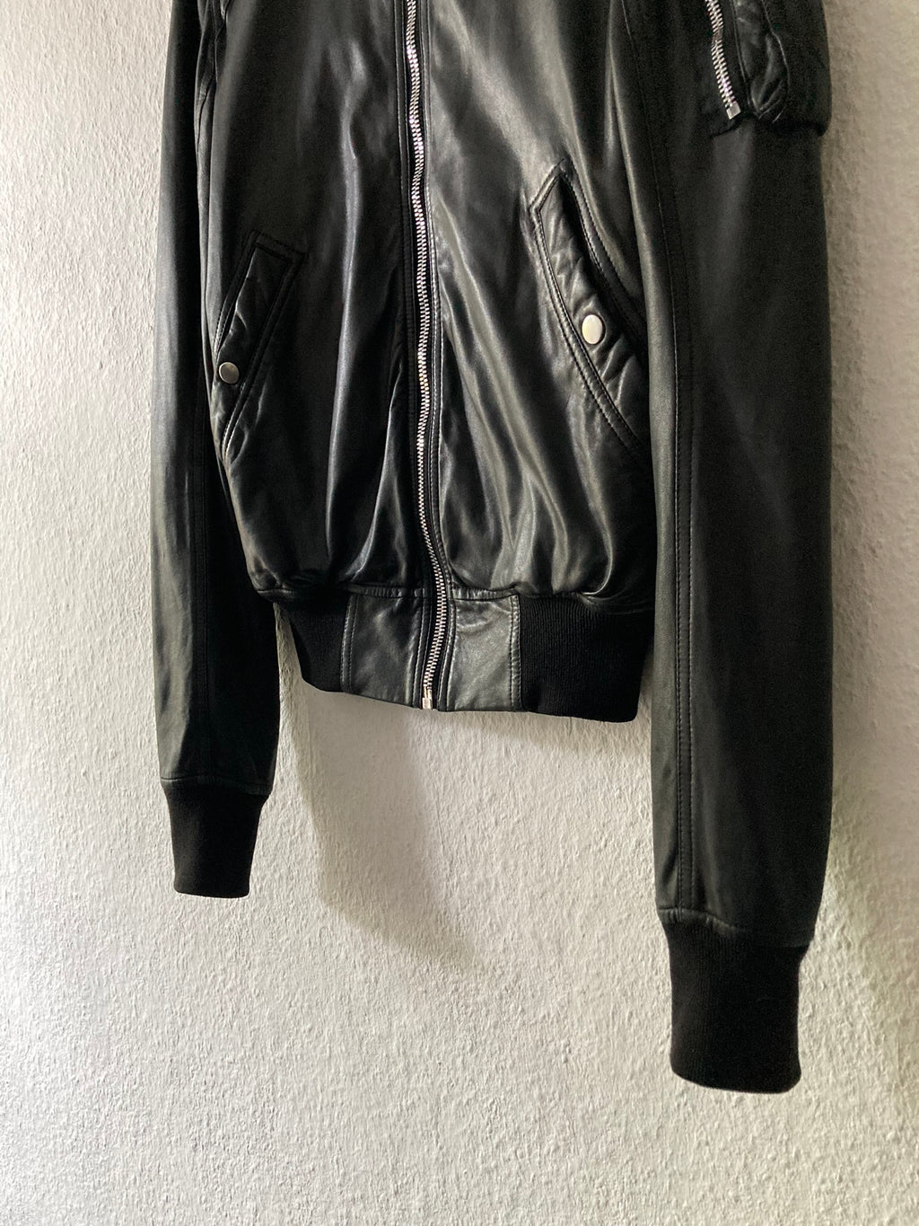 F/W 17 “GLITTER” Lamb Leather Bomber Jacket in Black