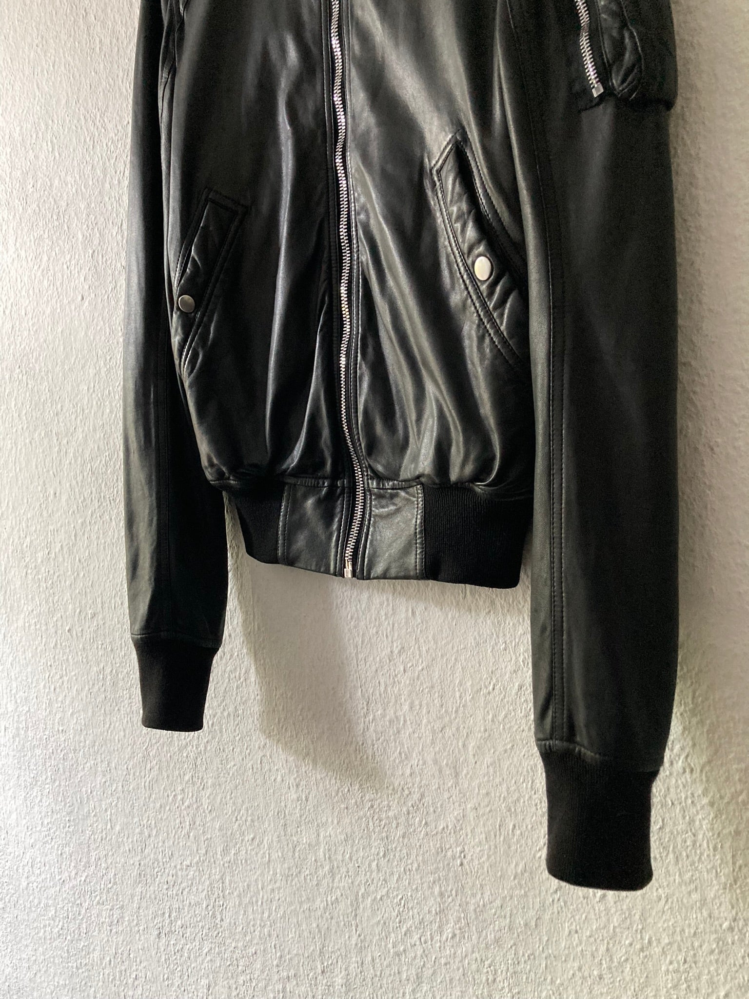 F/W 17 “GLITTER” Lamb Leather Bomber Jacket in Black