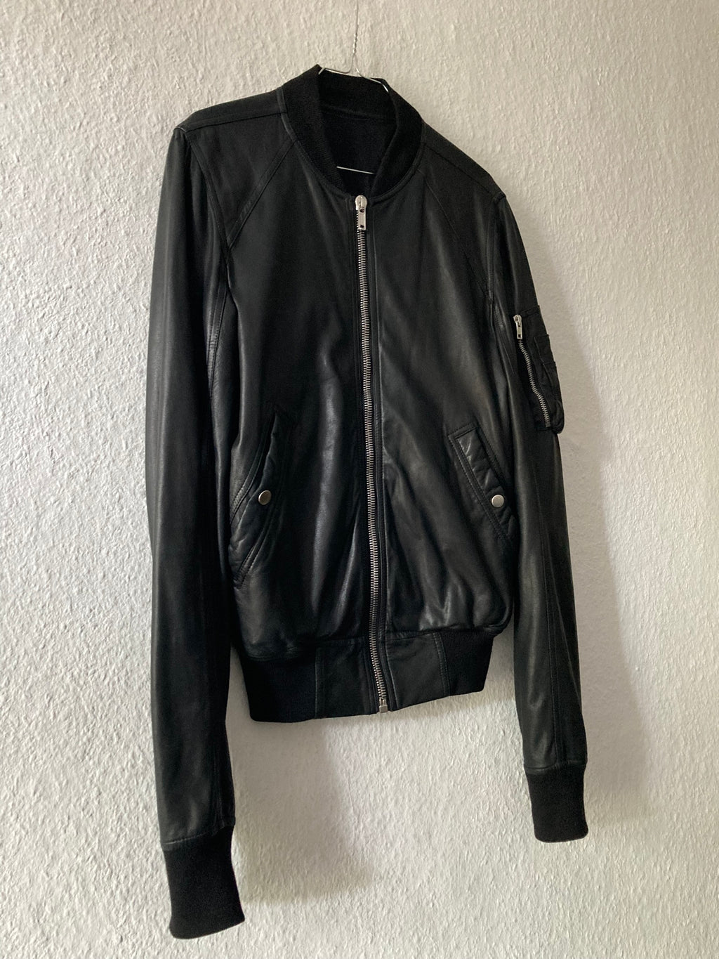 F/W 17 “GLITTER” Lamb Leather Bomber Jacket in Black