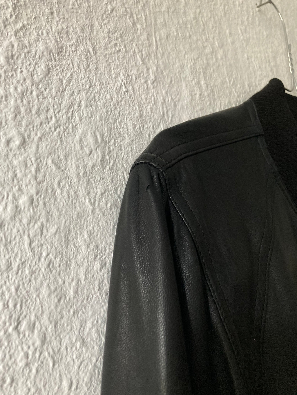 F/W 17 “GLITTER” Lamb Leather Bomber Jacket in Black
