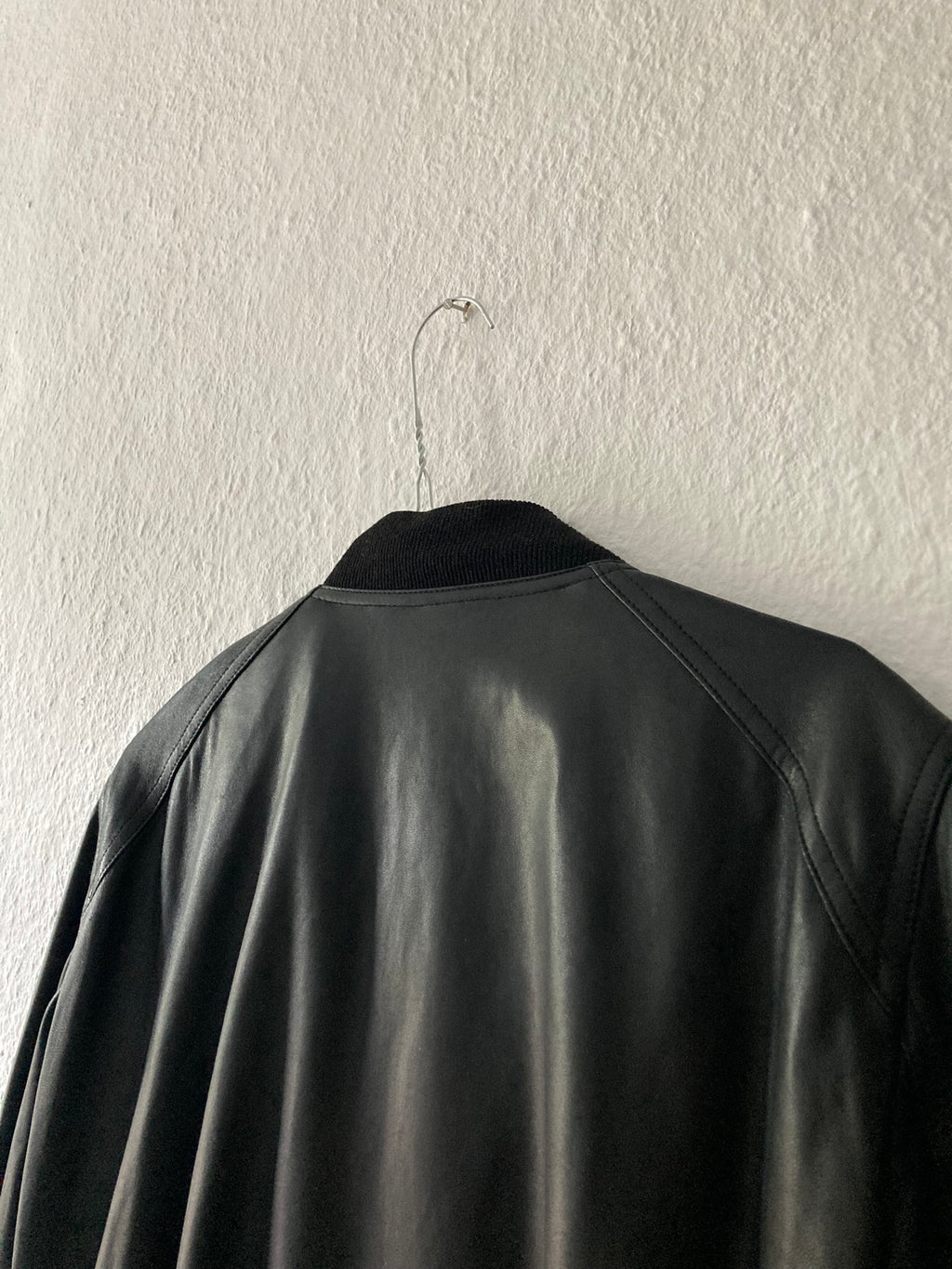 F/W 17 “GLITTER” Lamb Leather Bomber Jacket in Black
