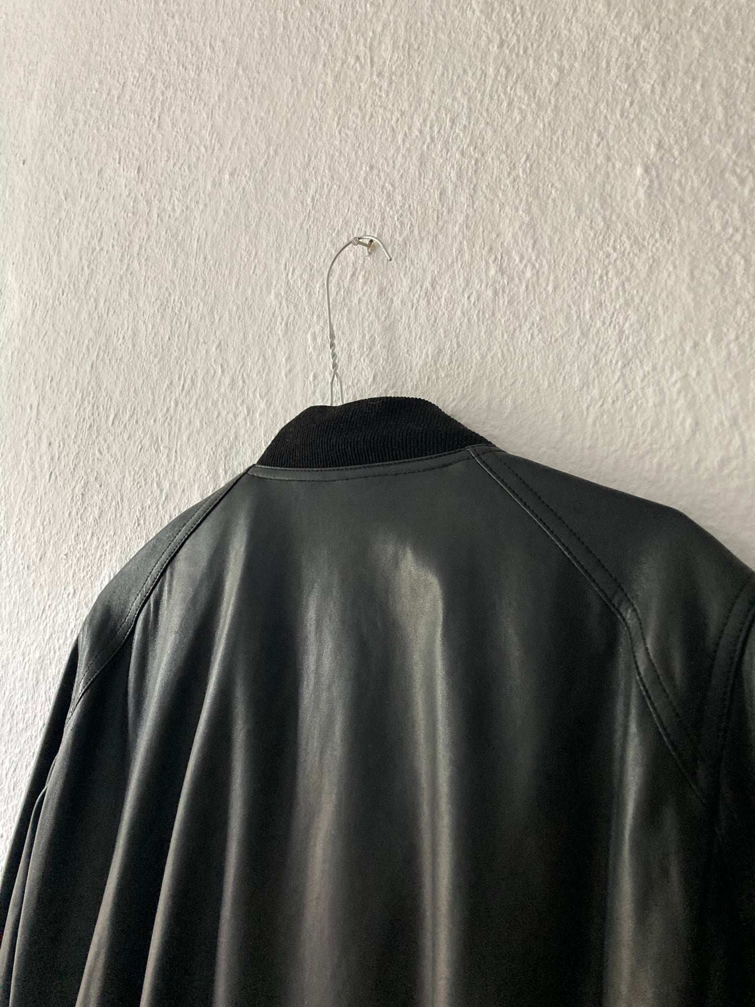 F/W 17 “GLITTER” Lamb Leather Bomber Jacket in Black