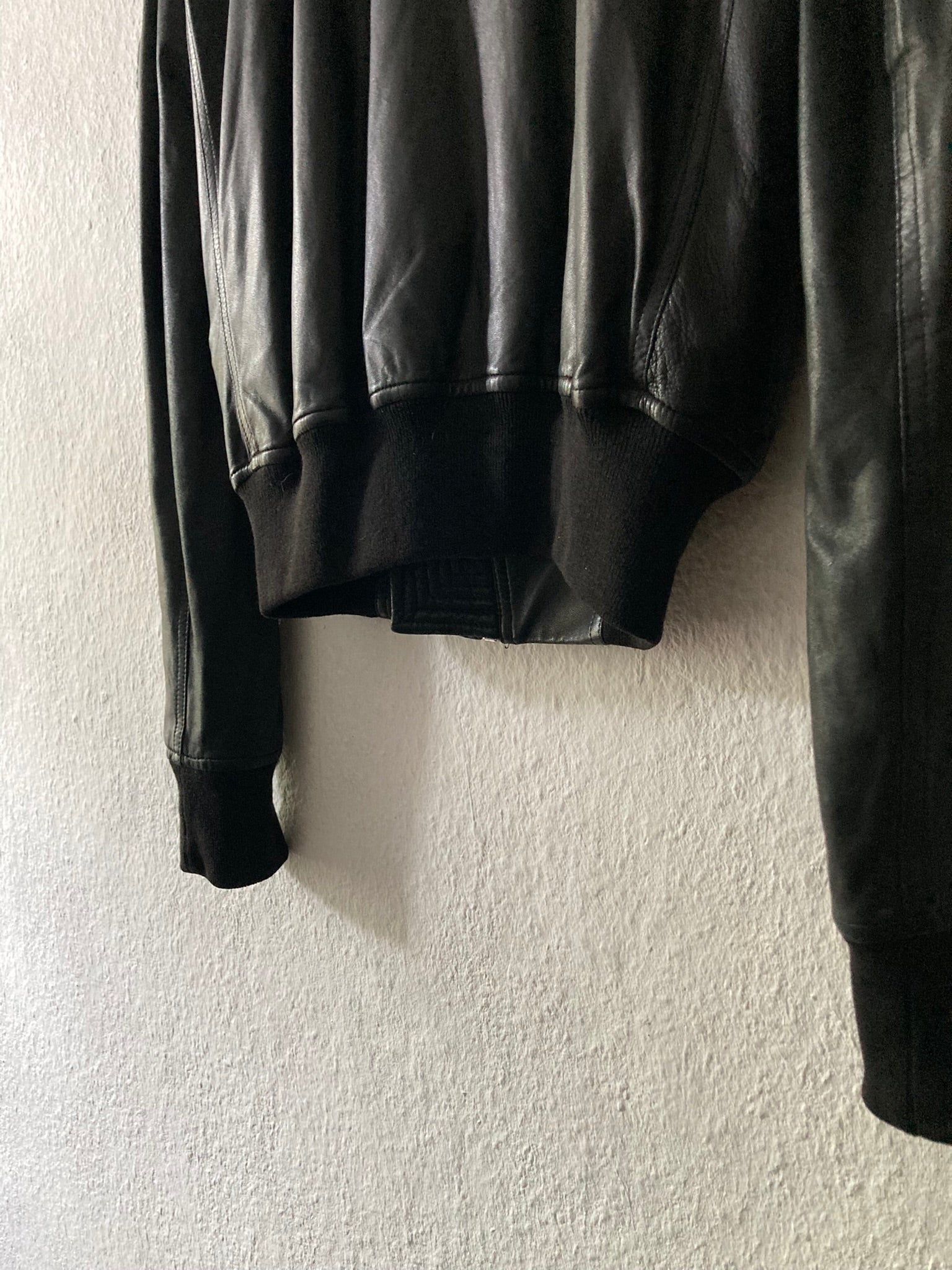 F/W 17 “GLITTER” Lamb Leather Bomber Jacket in Black