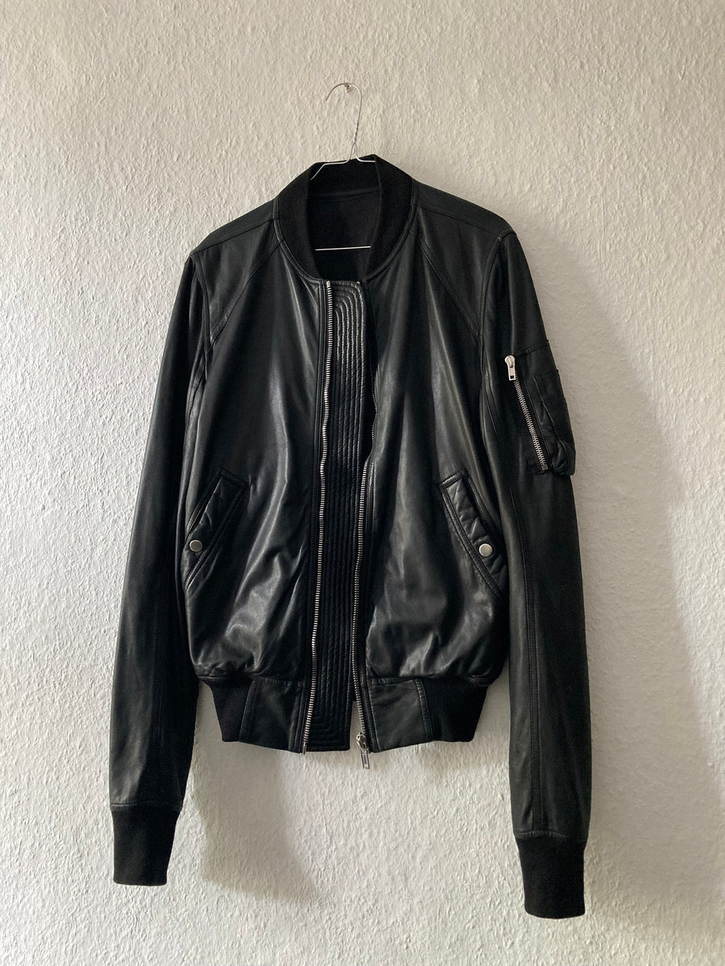 F/W 17 “GLITTER” Lamb Leather Bomber Jacket in Black