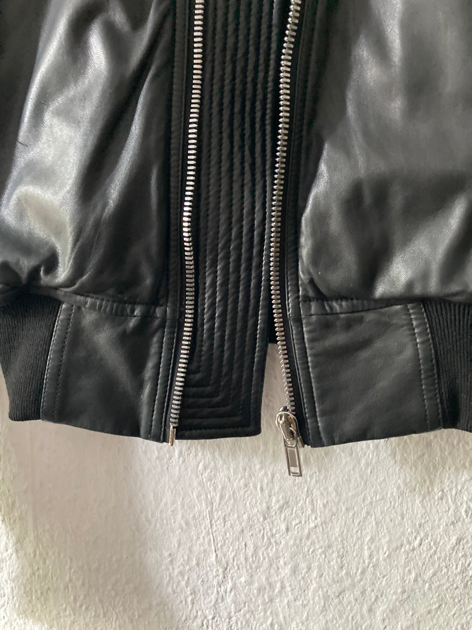 F/W 17 “GLITTER” Lamb Leather Bomber Jacket in Black