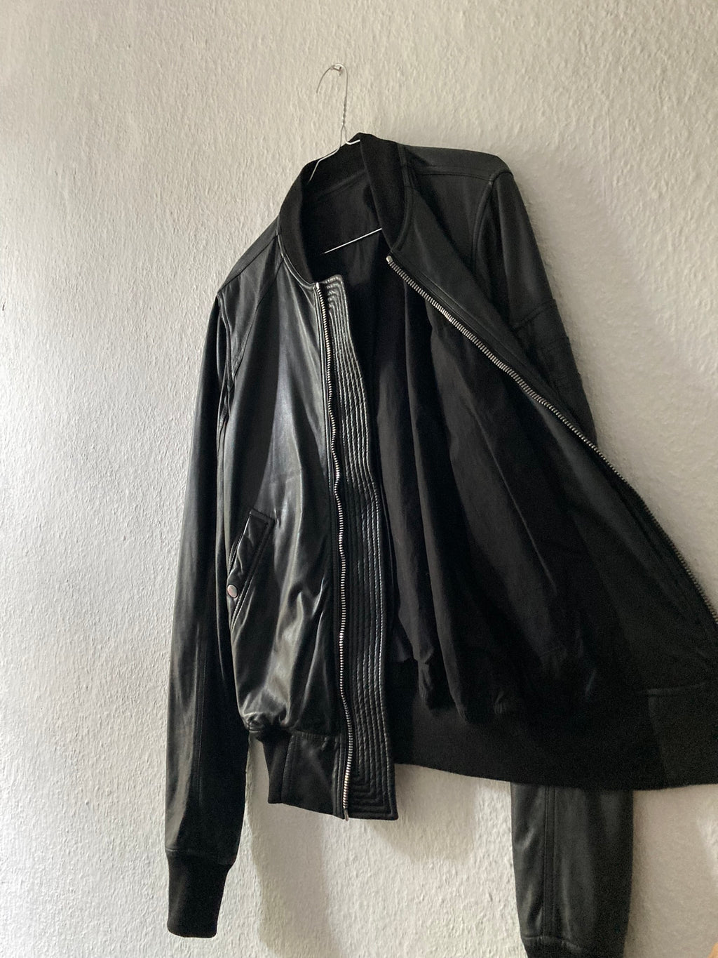F/W 17 “GLITTER” Lamb Leather Bomber Jacket in Black