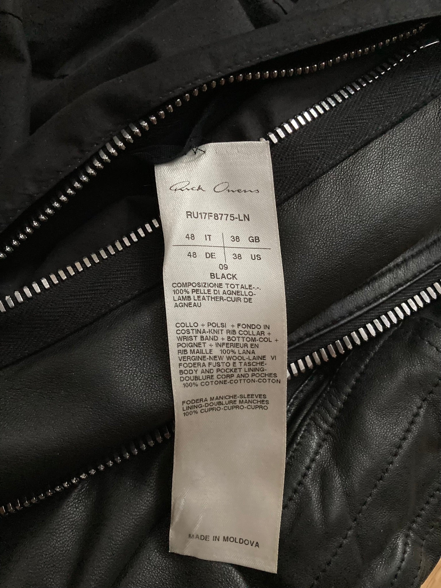 F/W 17 “GLITTER” Lamb Leather Bomber Jacket in Black