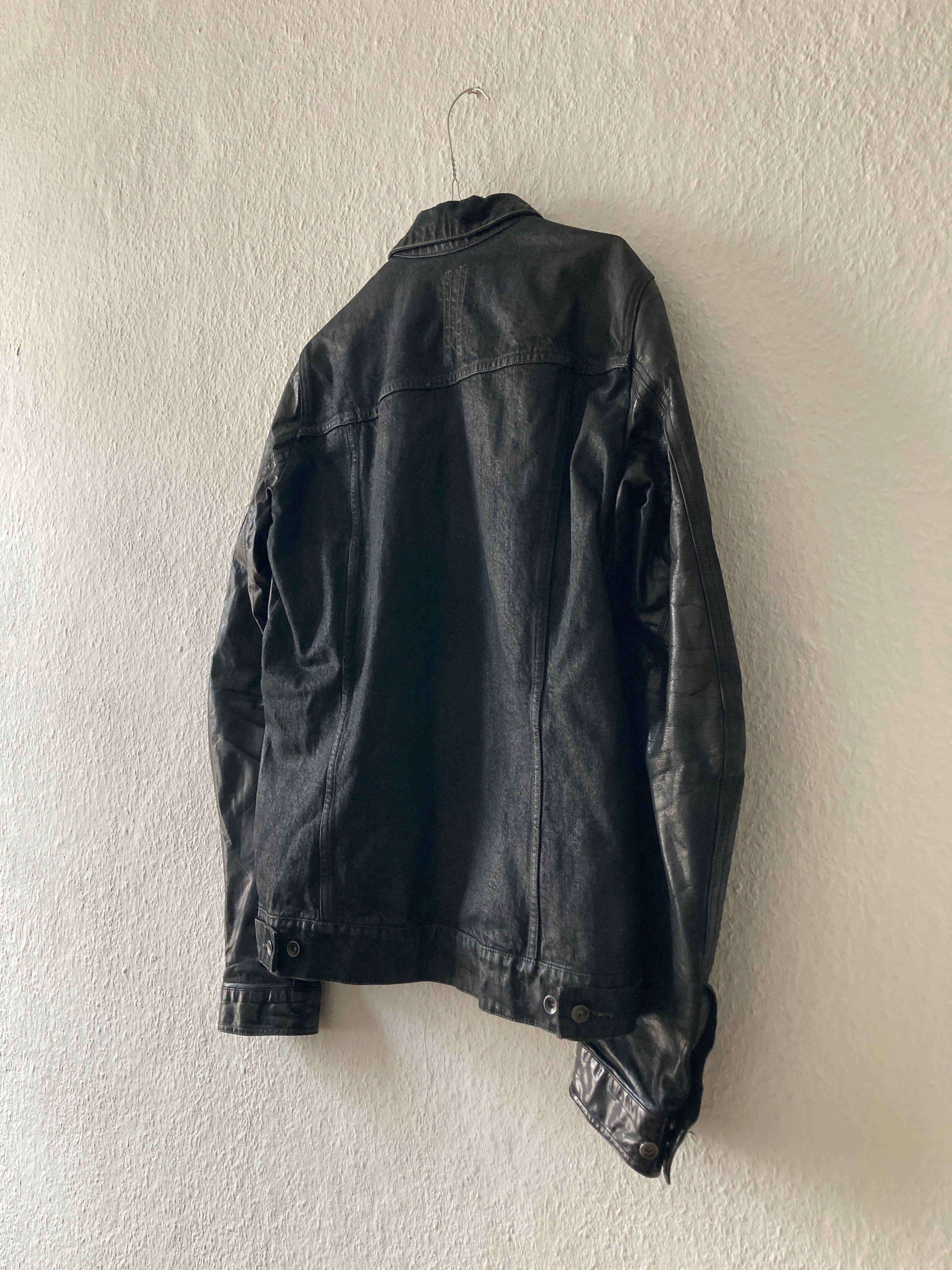S/S 14 "VICIOUS" Waxed Black Mineral Leather Denim Jacket M