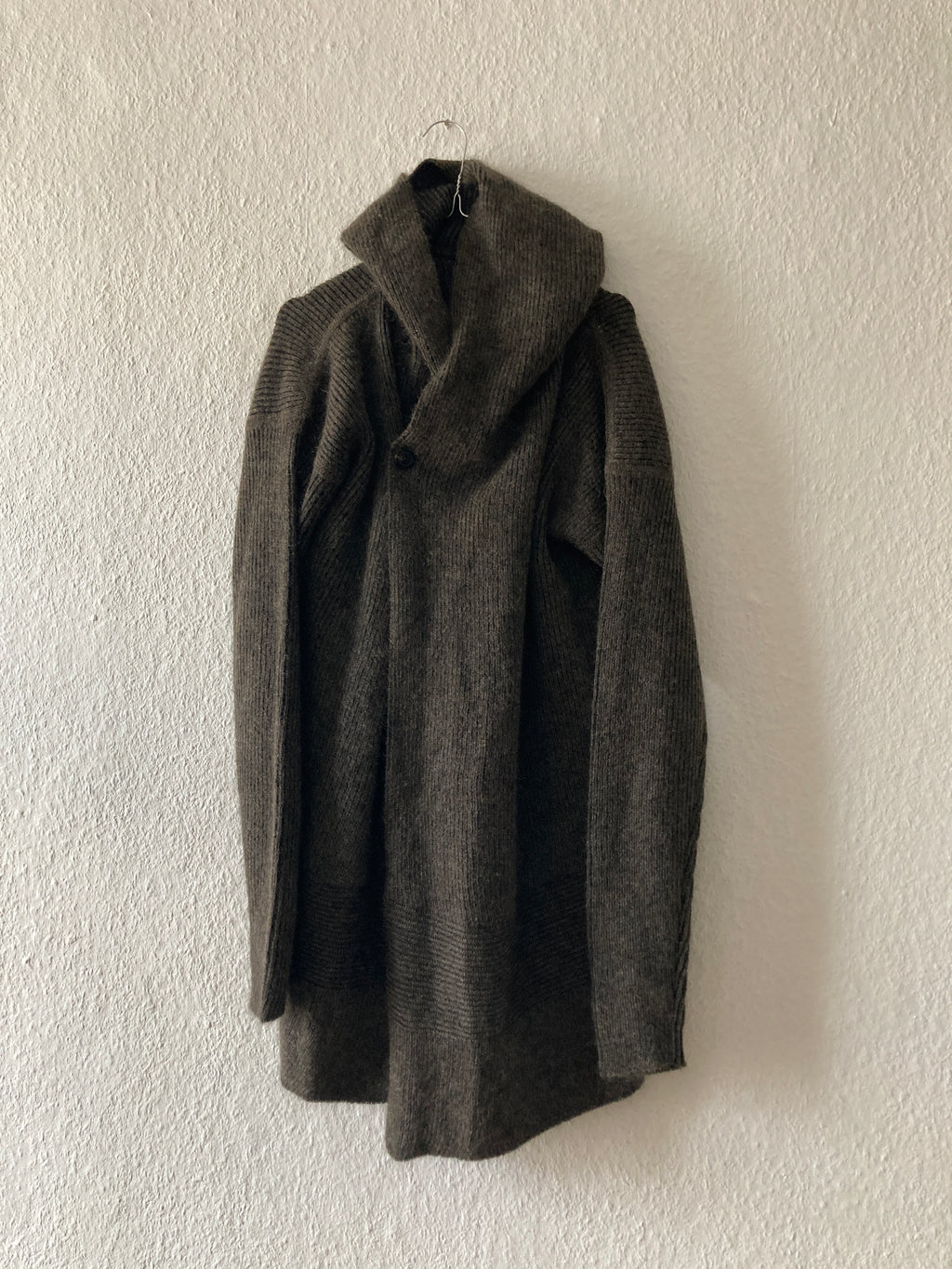 F/W 19 "LARRY" Hooded Mohair & Wool Knit Jacket Rick Owens L