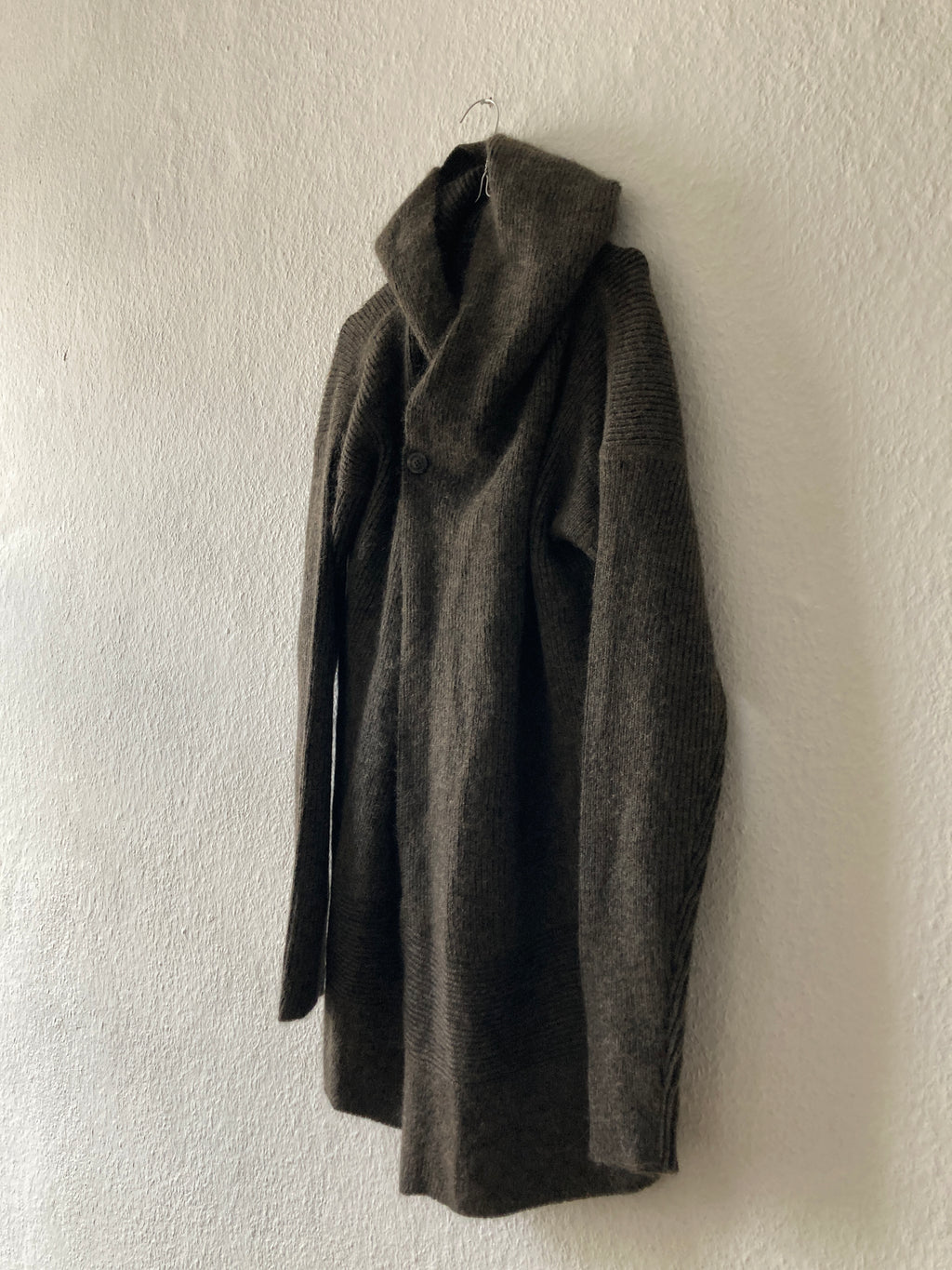 F/W 19 "LARRY" Hooded Mohair & Wool Knit Jacket Rick Owens L